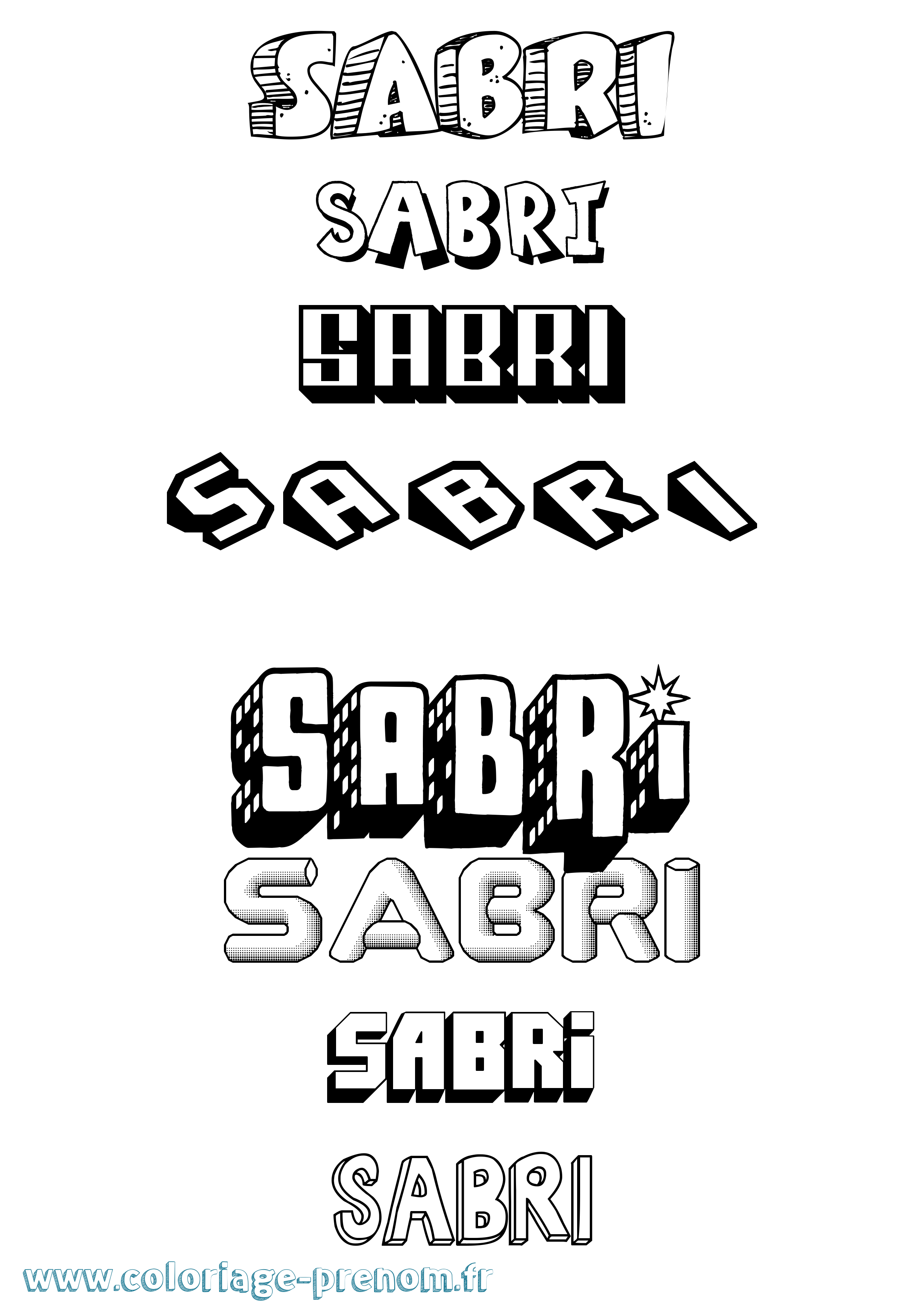Coloriage prénom Sabri Effet 3D