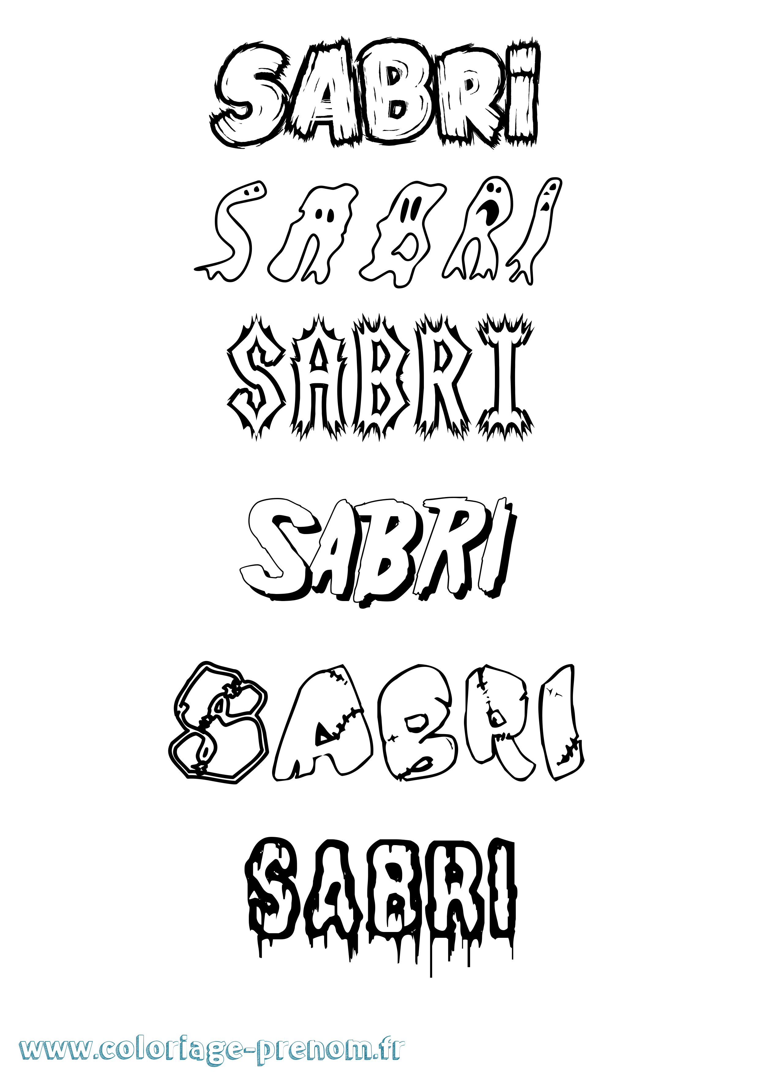 Coloriage Sabri Frisson Coloriage prénom Sabri Frisson