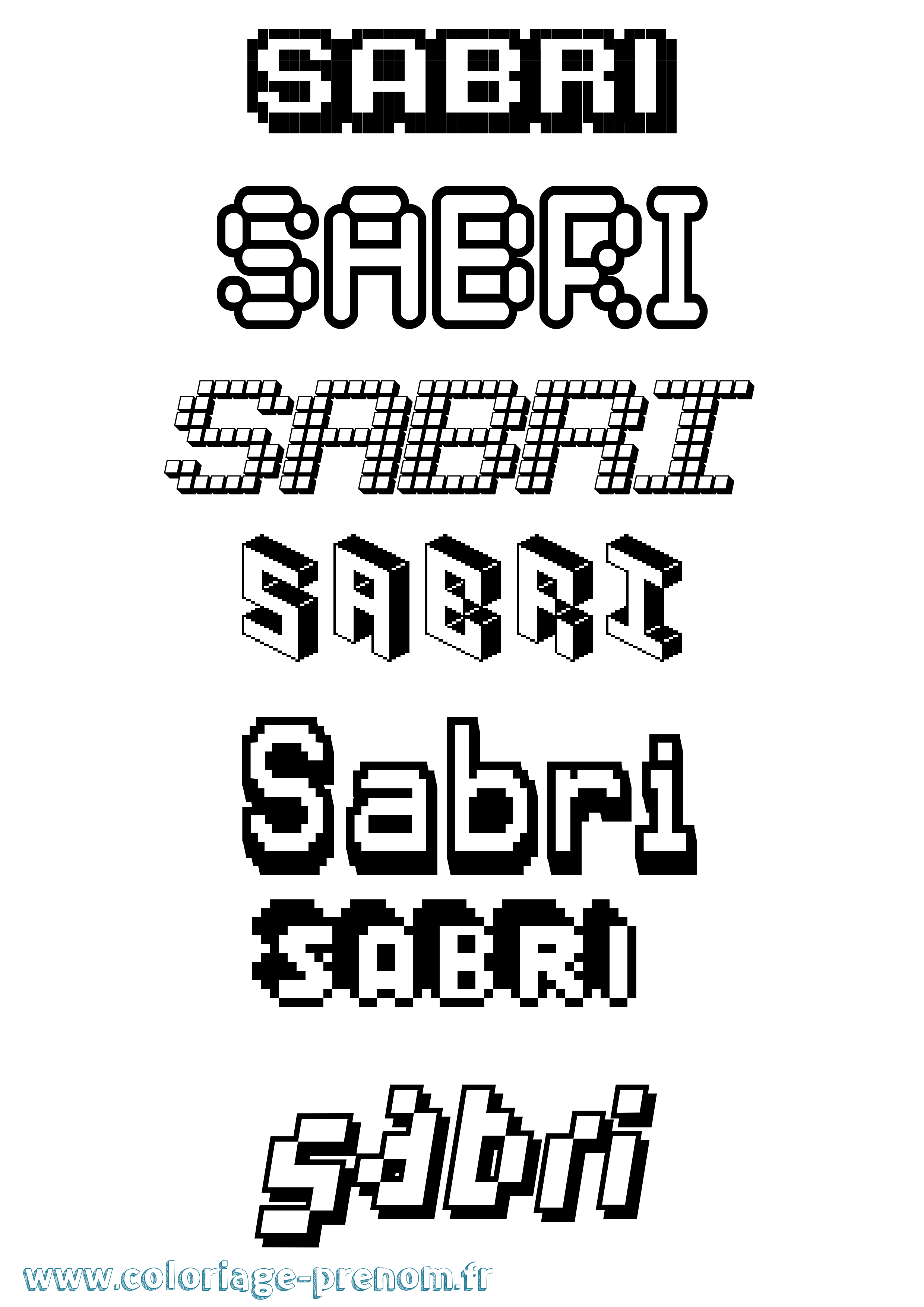 Coloriage prénom Sabri Pixel