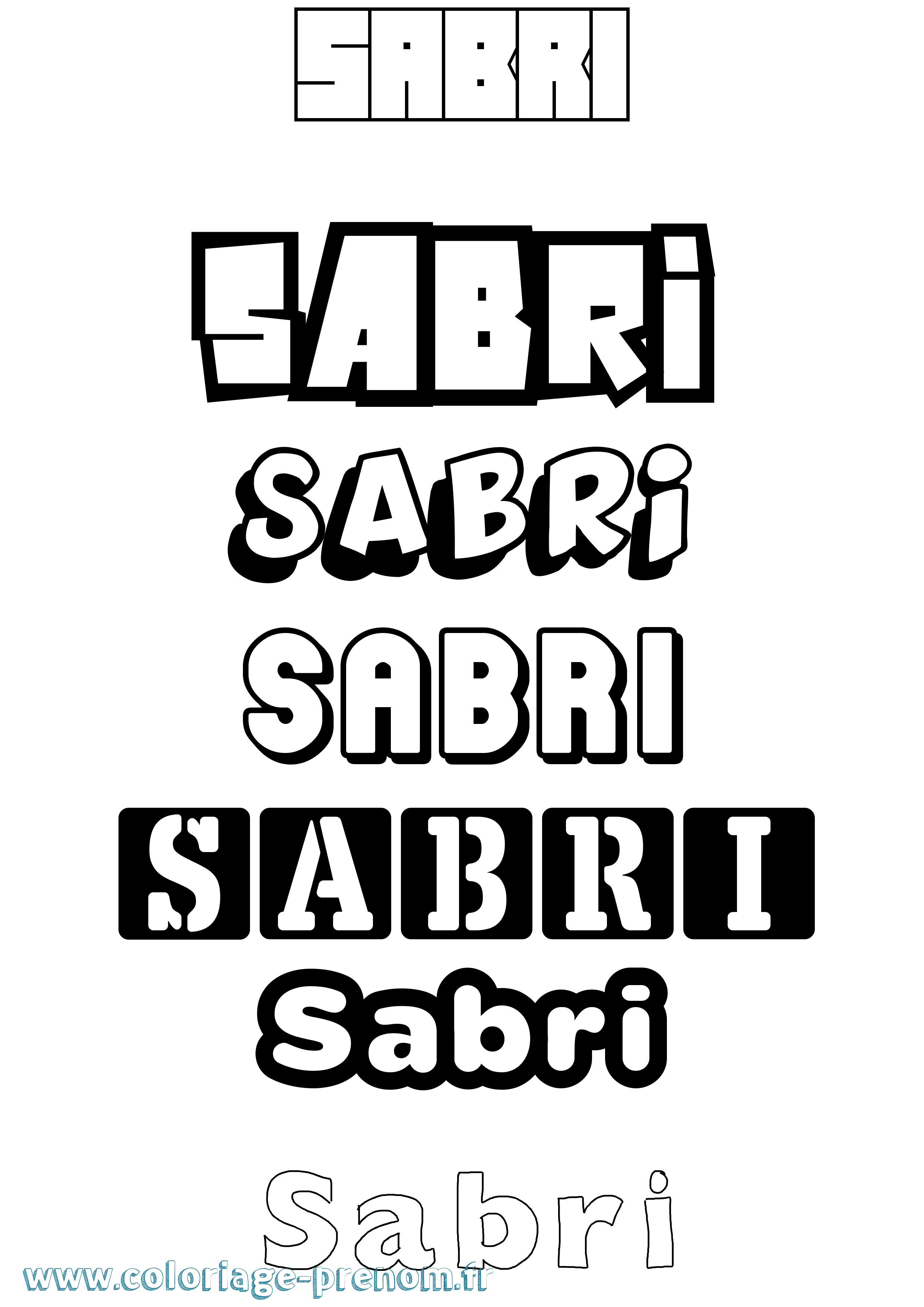 Coloriage prénom Sabri Simple