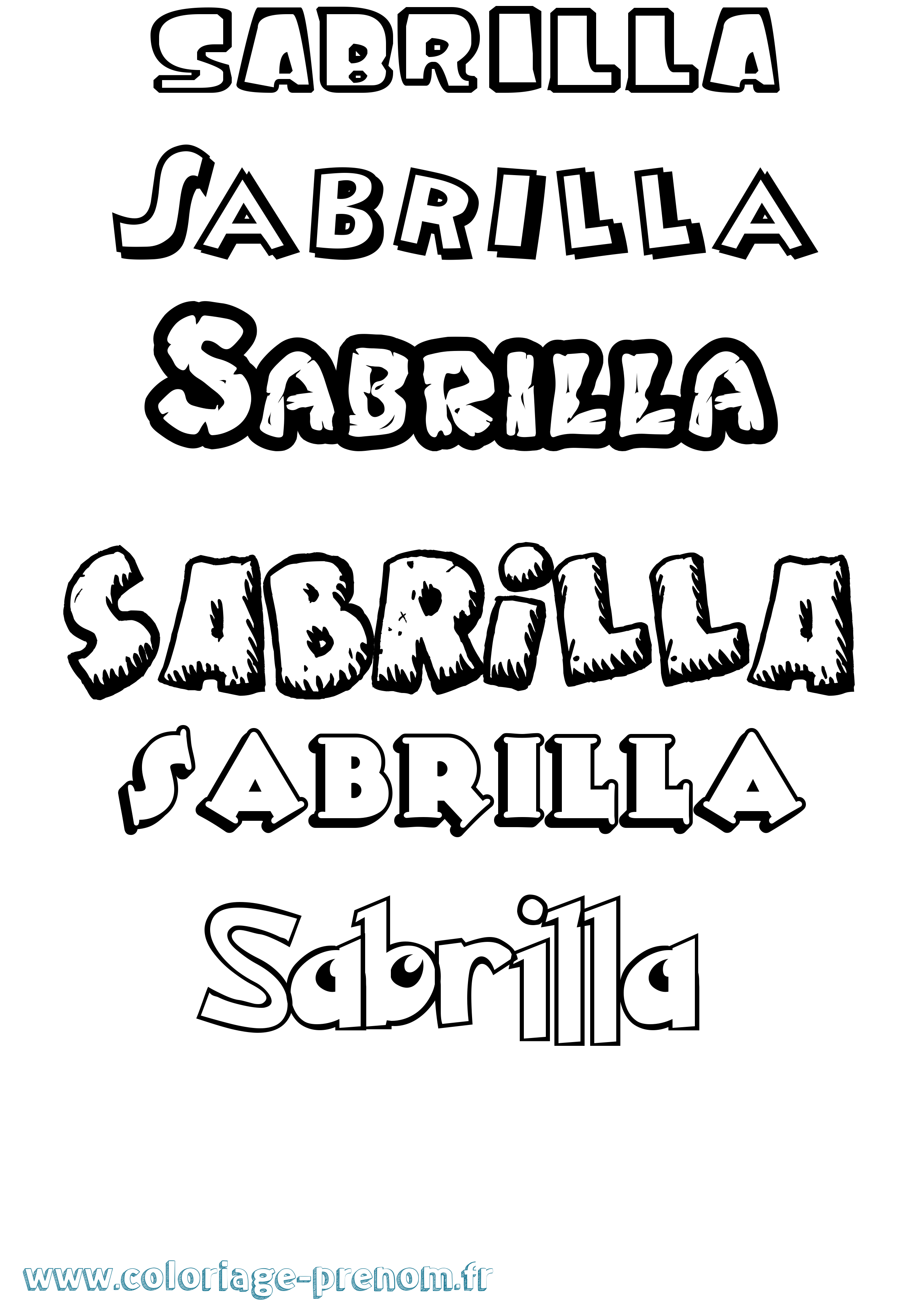 Coloriage Sabrilla Dessin Animé Coloriage prénom Sabrilla Dessin Animé