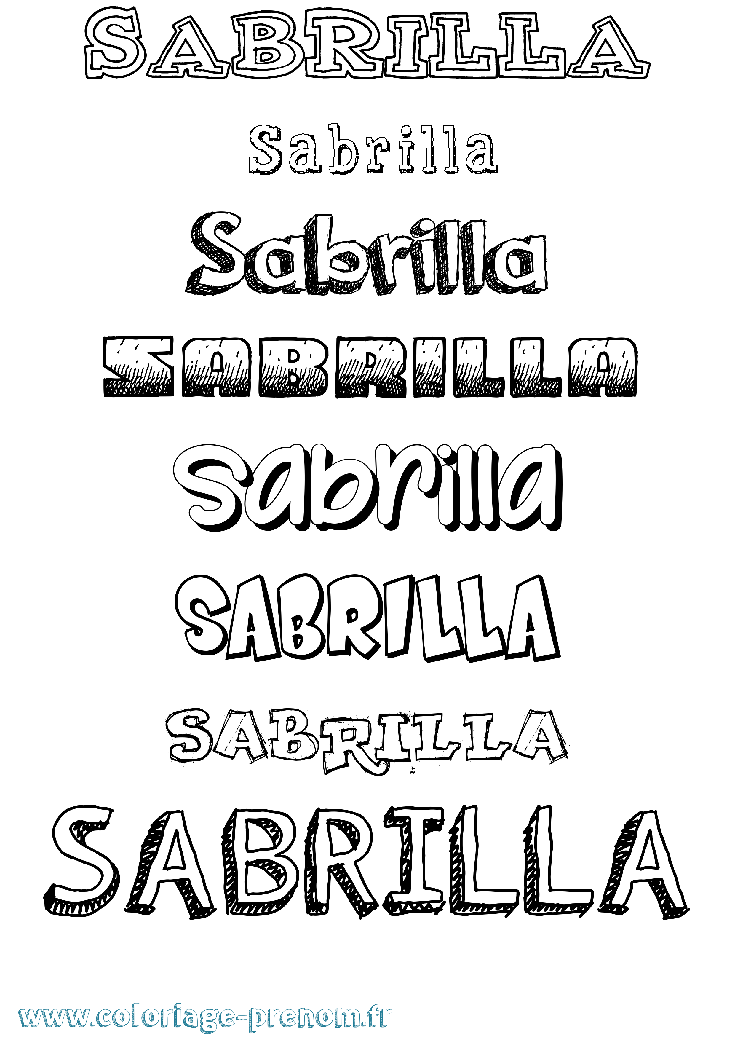 Coloriage prénom Sabrilla Dessiné