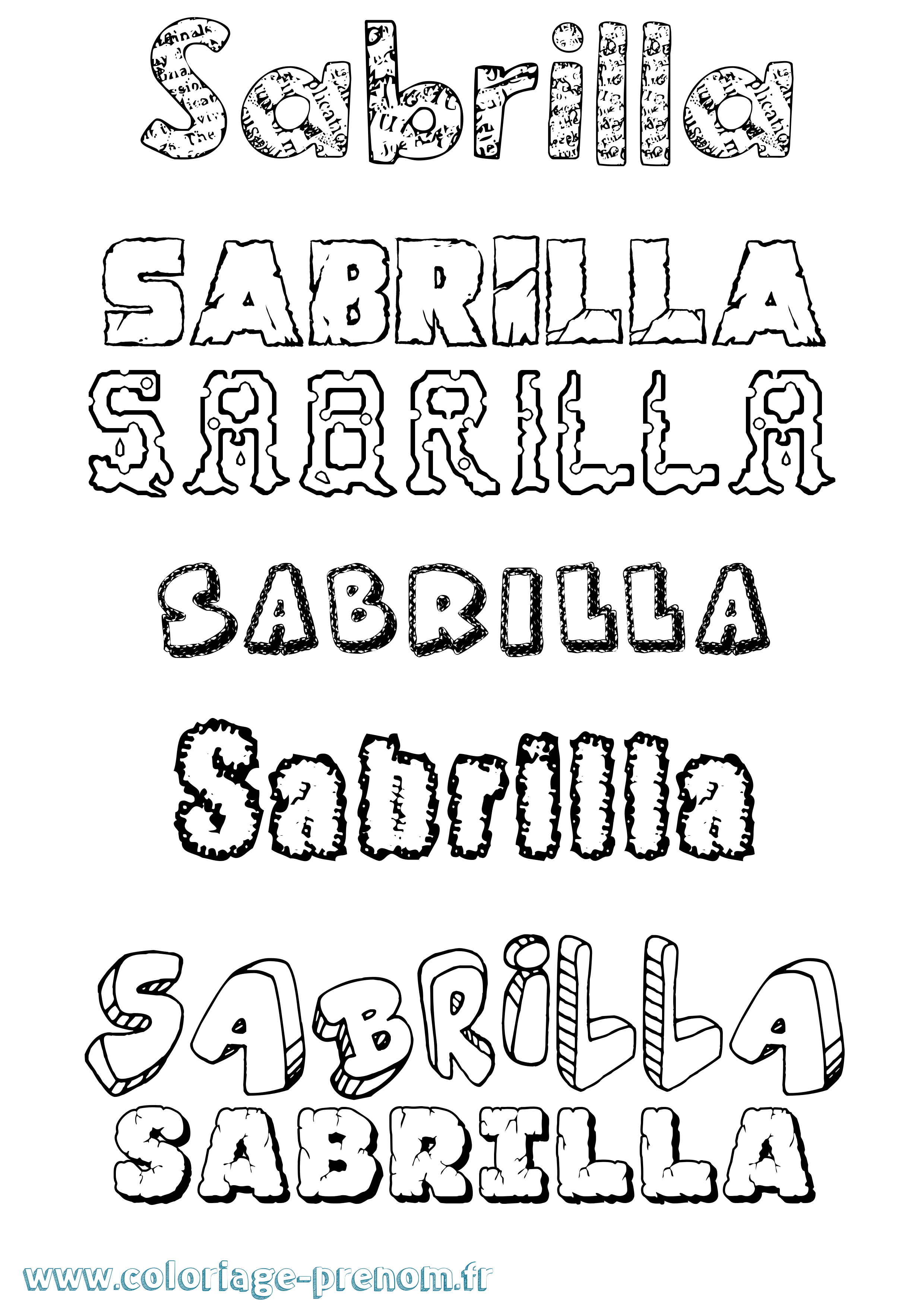 Coloriage prénom Sabrilla Destructuré