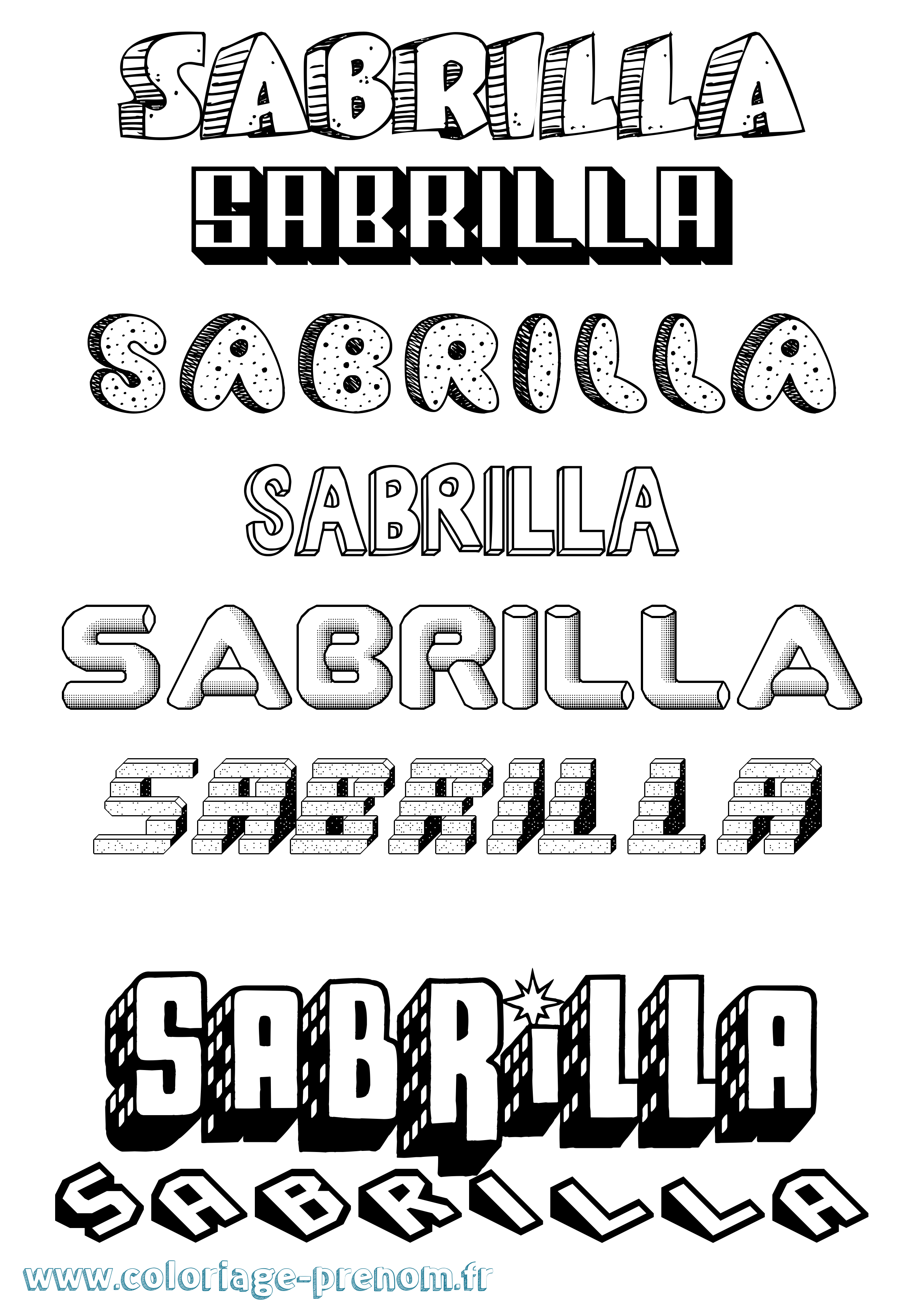Coloriage Sabrilla Effet 3D Coloriage prénom Sabrilla Effet 3D