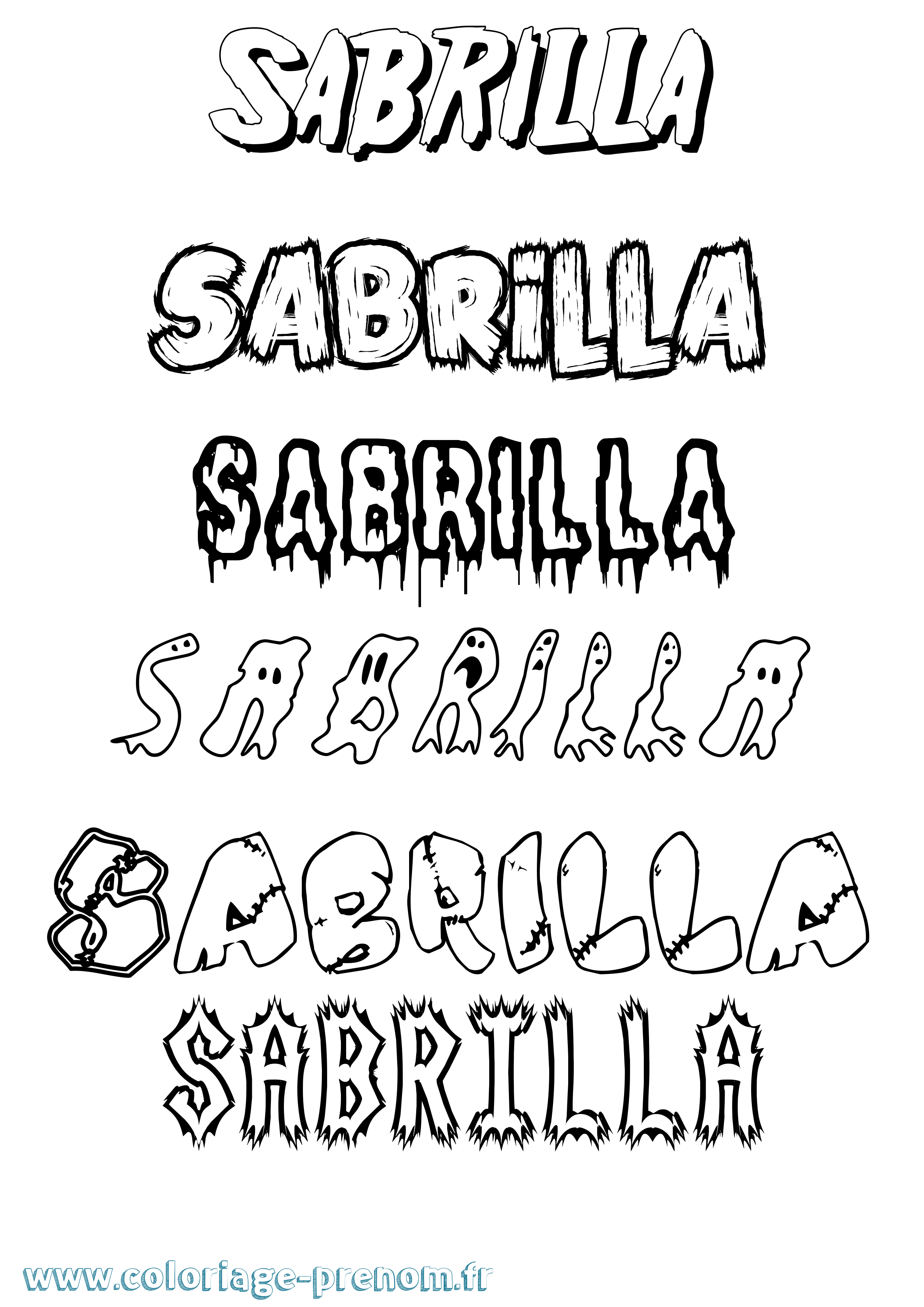 Coloriage prénom Sabrilla Frisson