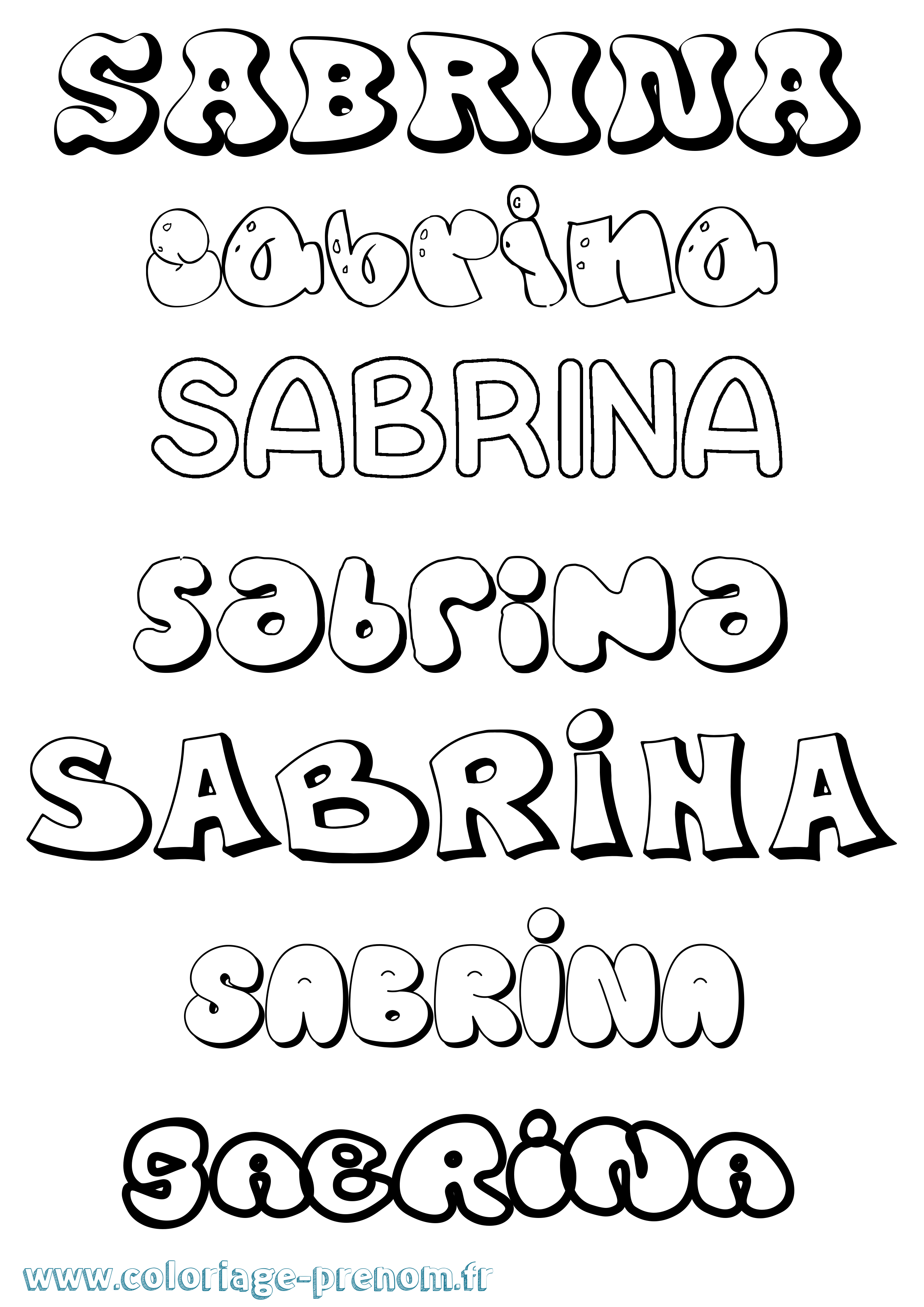 Coloriage prénom Sabrina Bubble