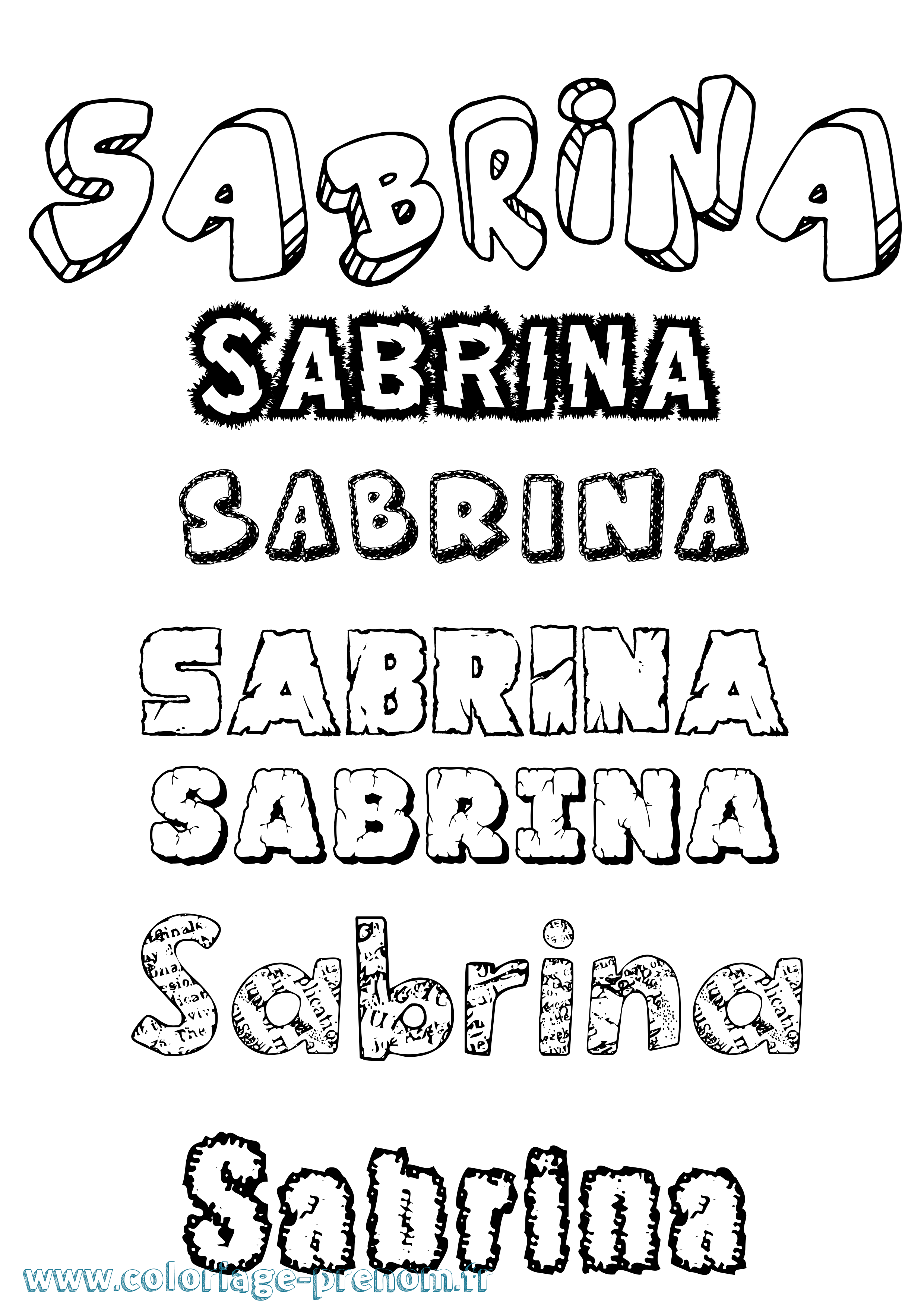 Coloriage prénom Sabrina Destructuré