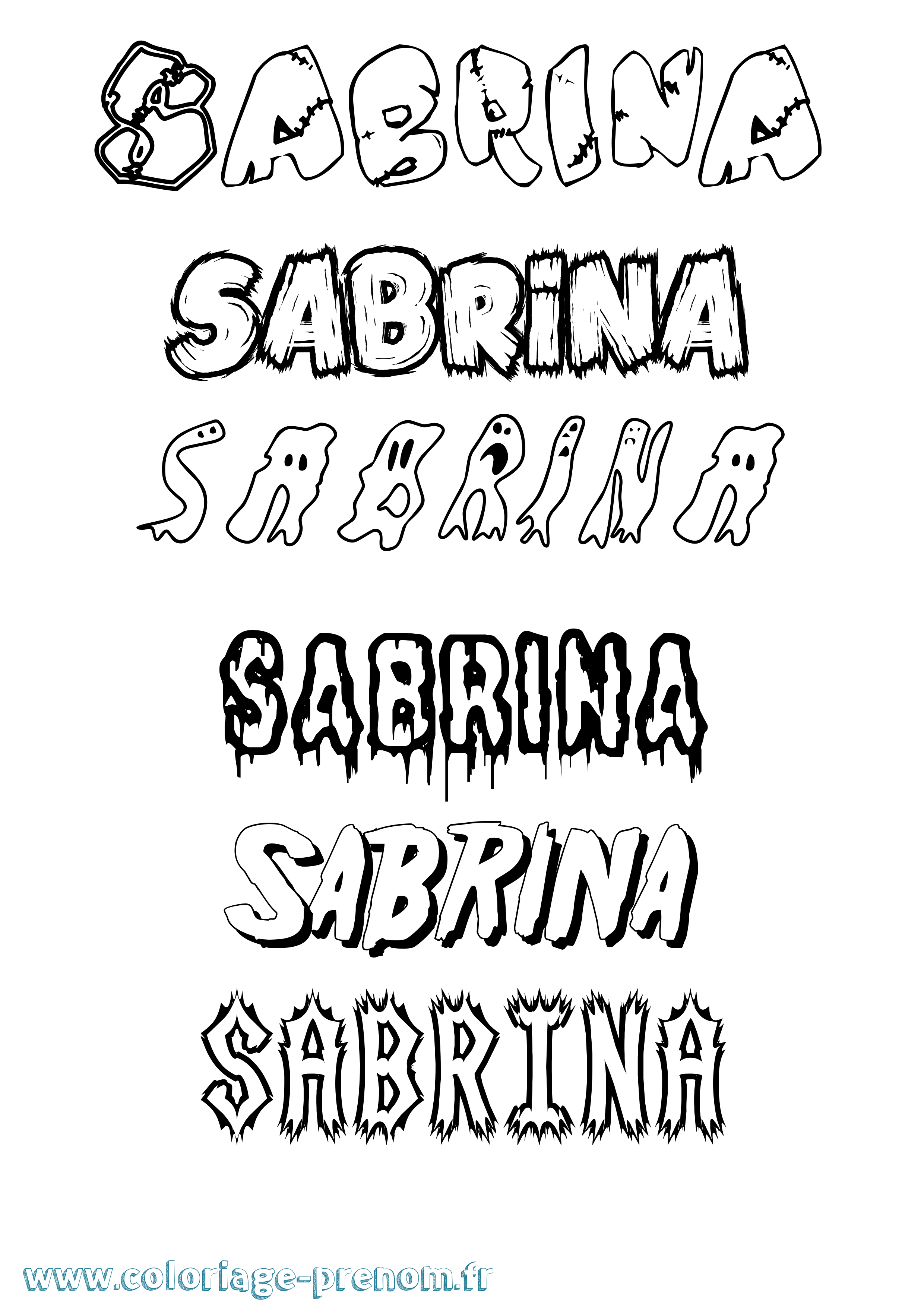 Coloriage prénom Sabrina Frisson