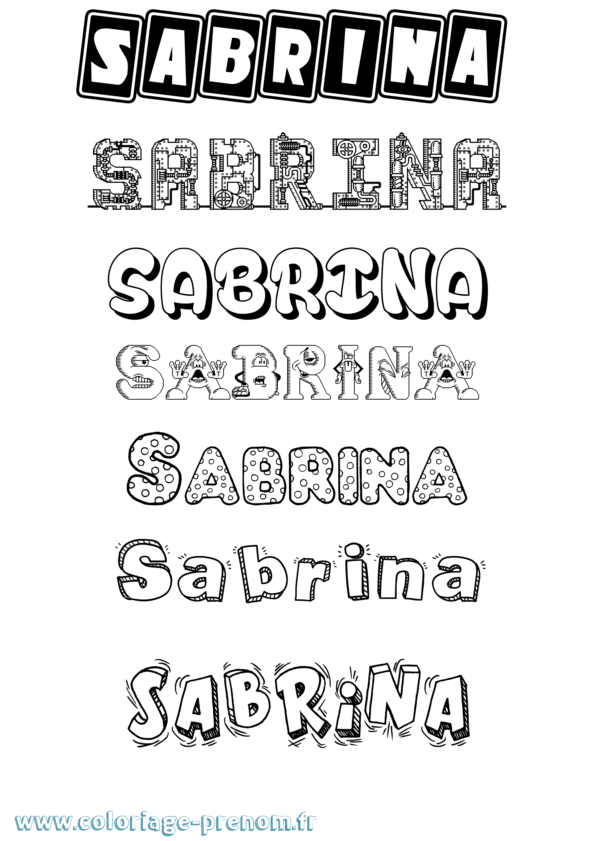 Coloriage prénom Sabrina Fun