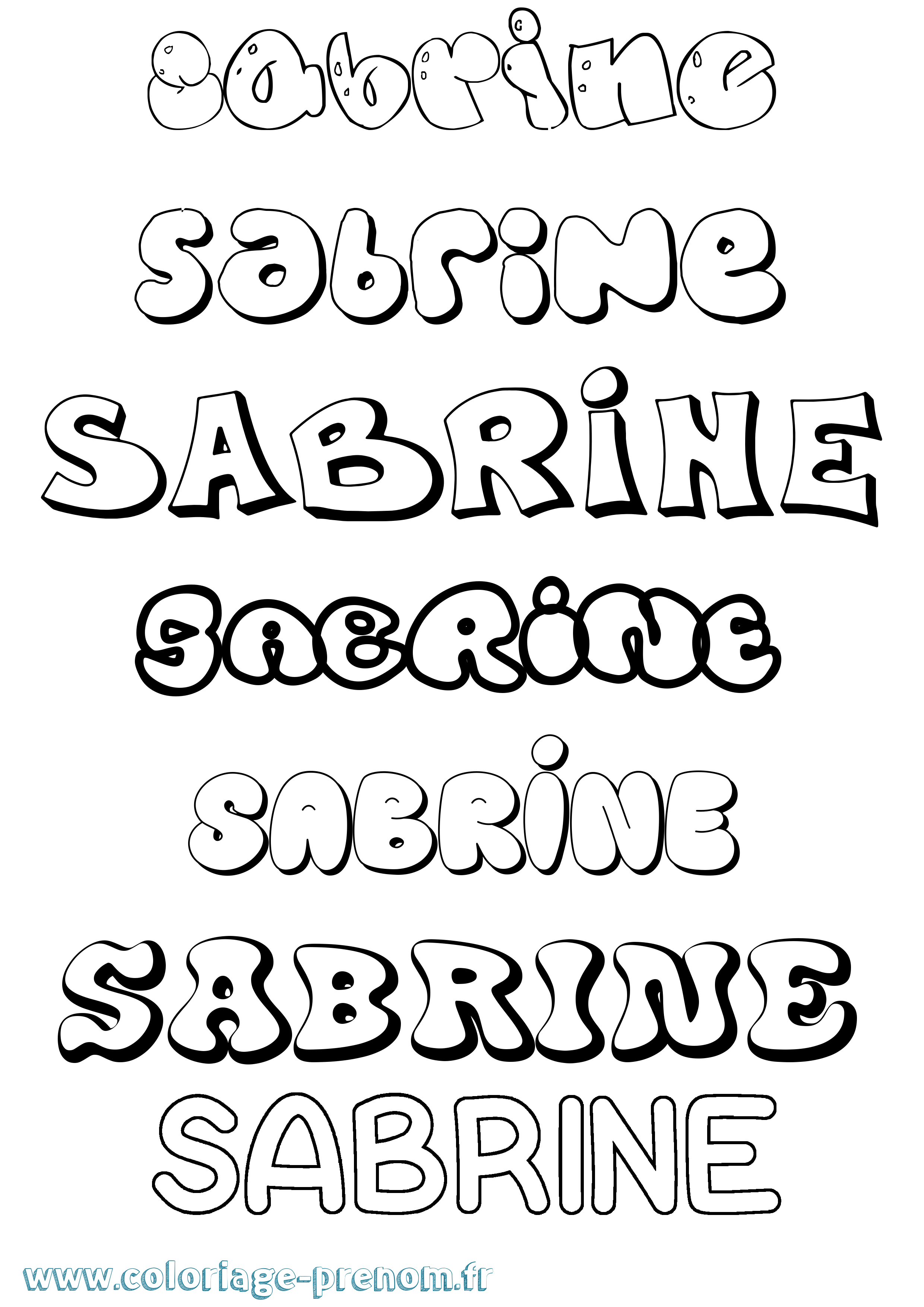 Coloriage prénom Sabrine Bubble