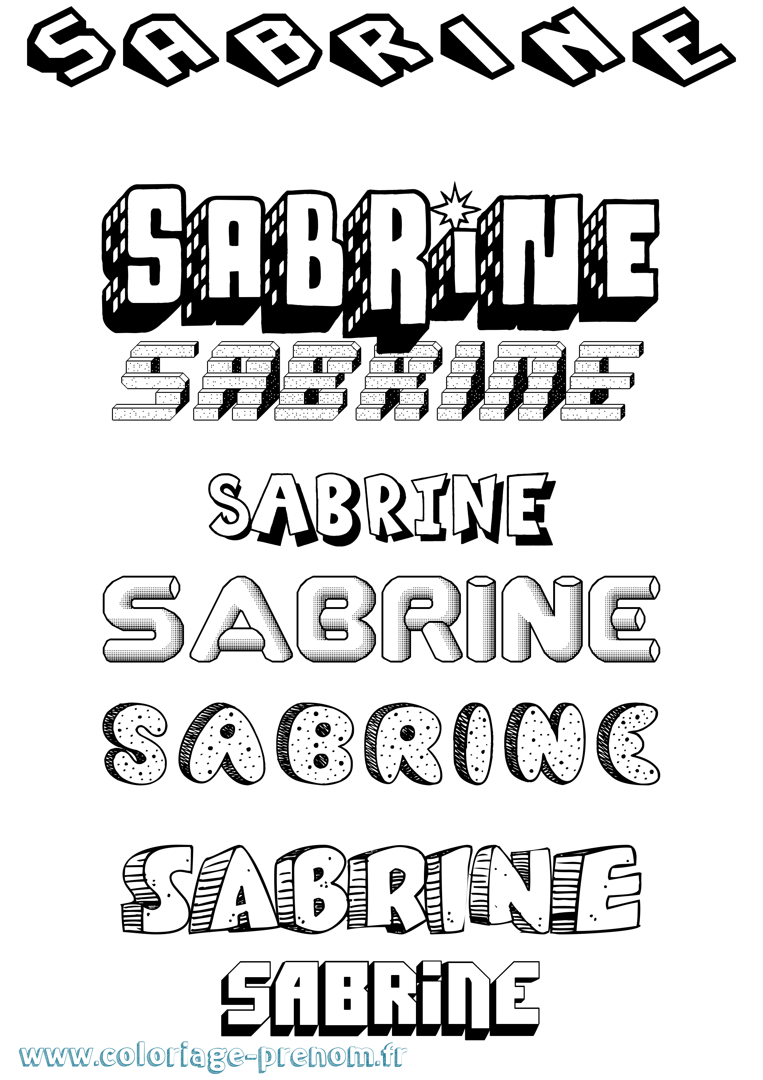 Coloriage prénom Sabrine Effet 3D