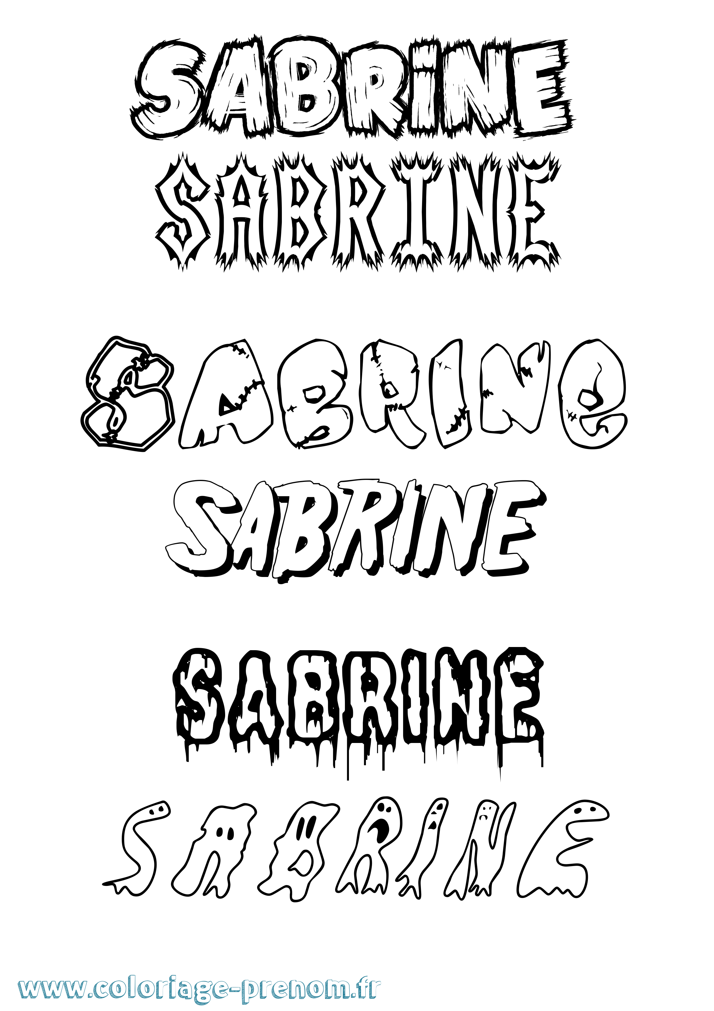 Coloriage prénom Sabrine Frisson