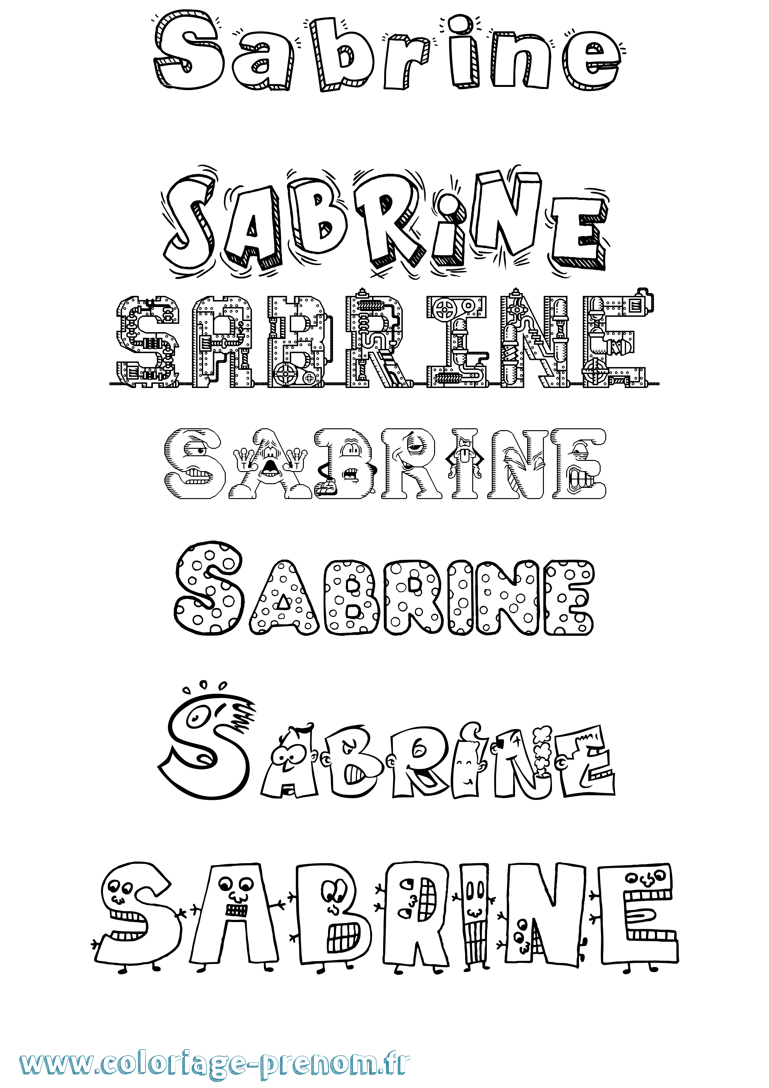Coloriage prénom Sabrine Fun