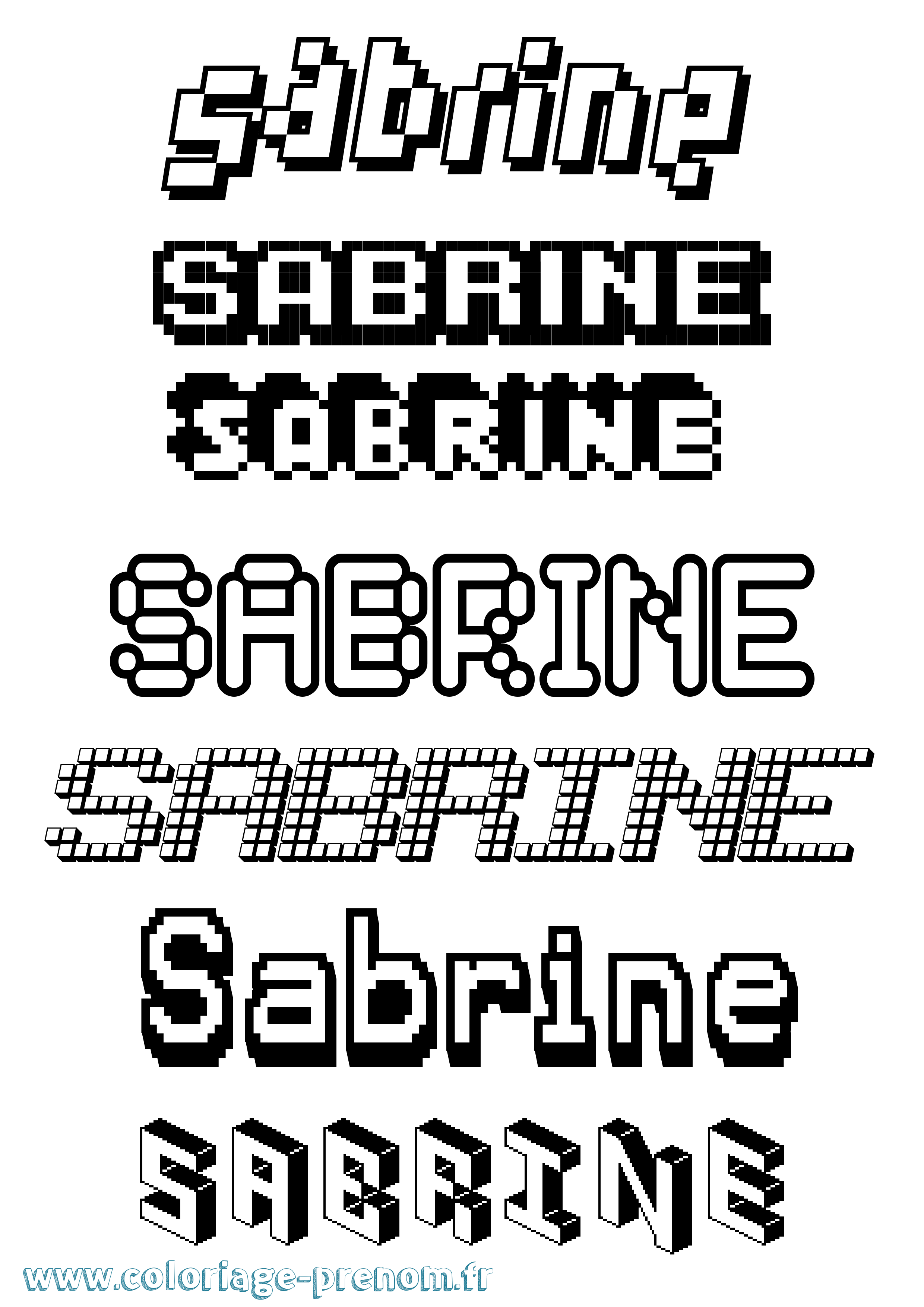 Coloriage prénom Sabrine Pixel