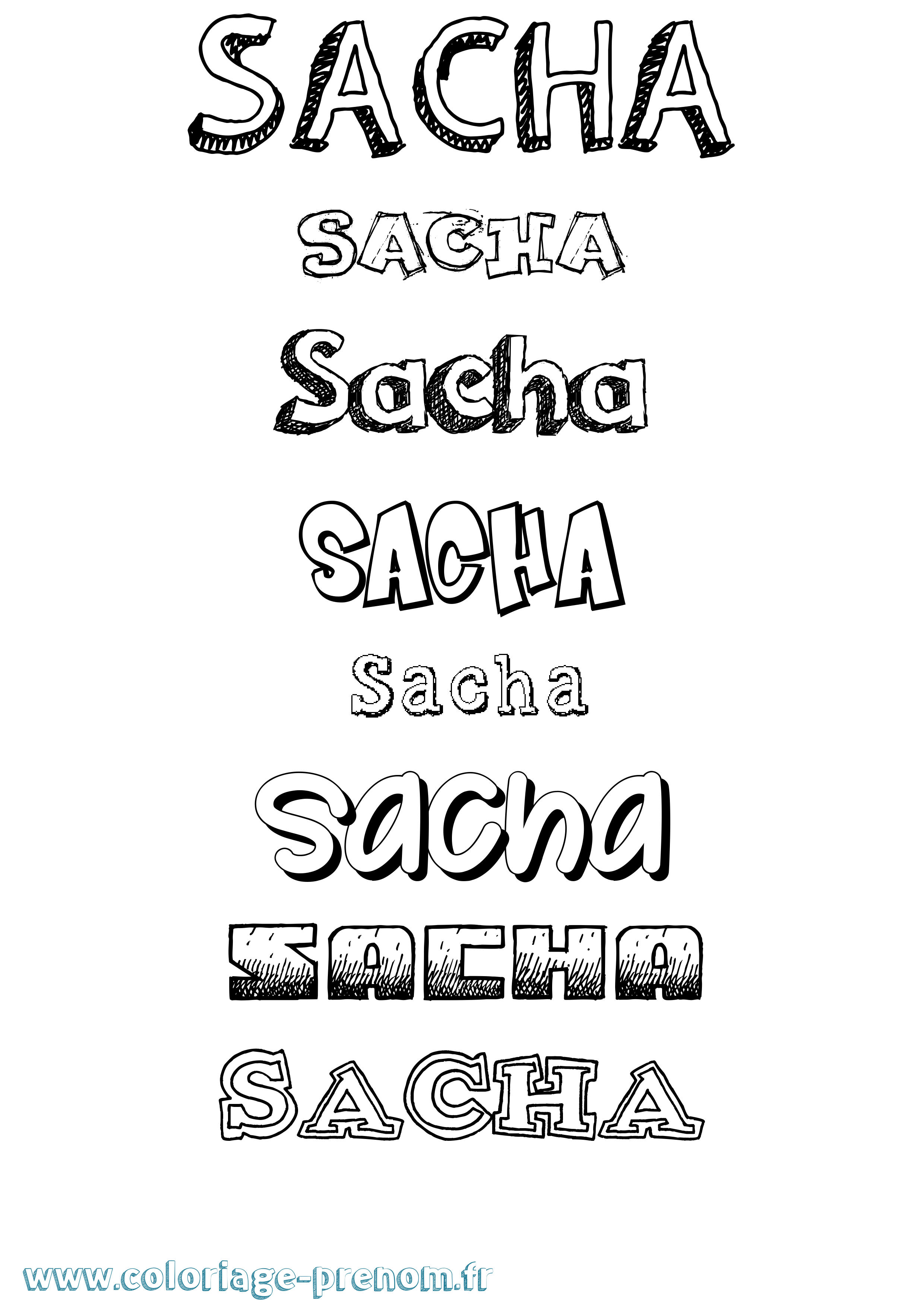 Coloriage prénom Sacha