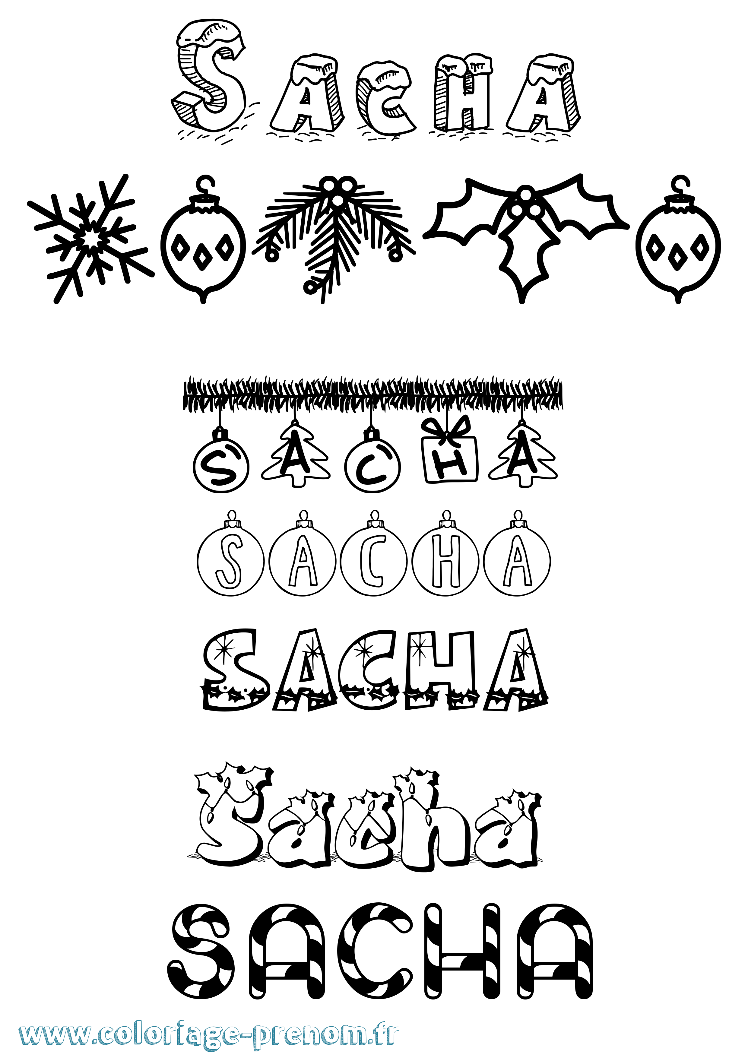 Coloriage prénom Sacha
