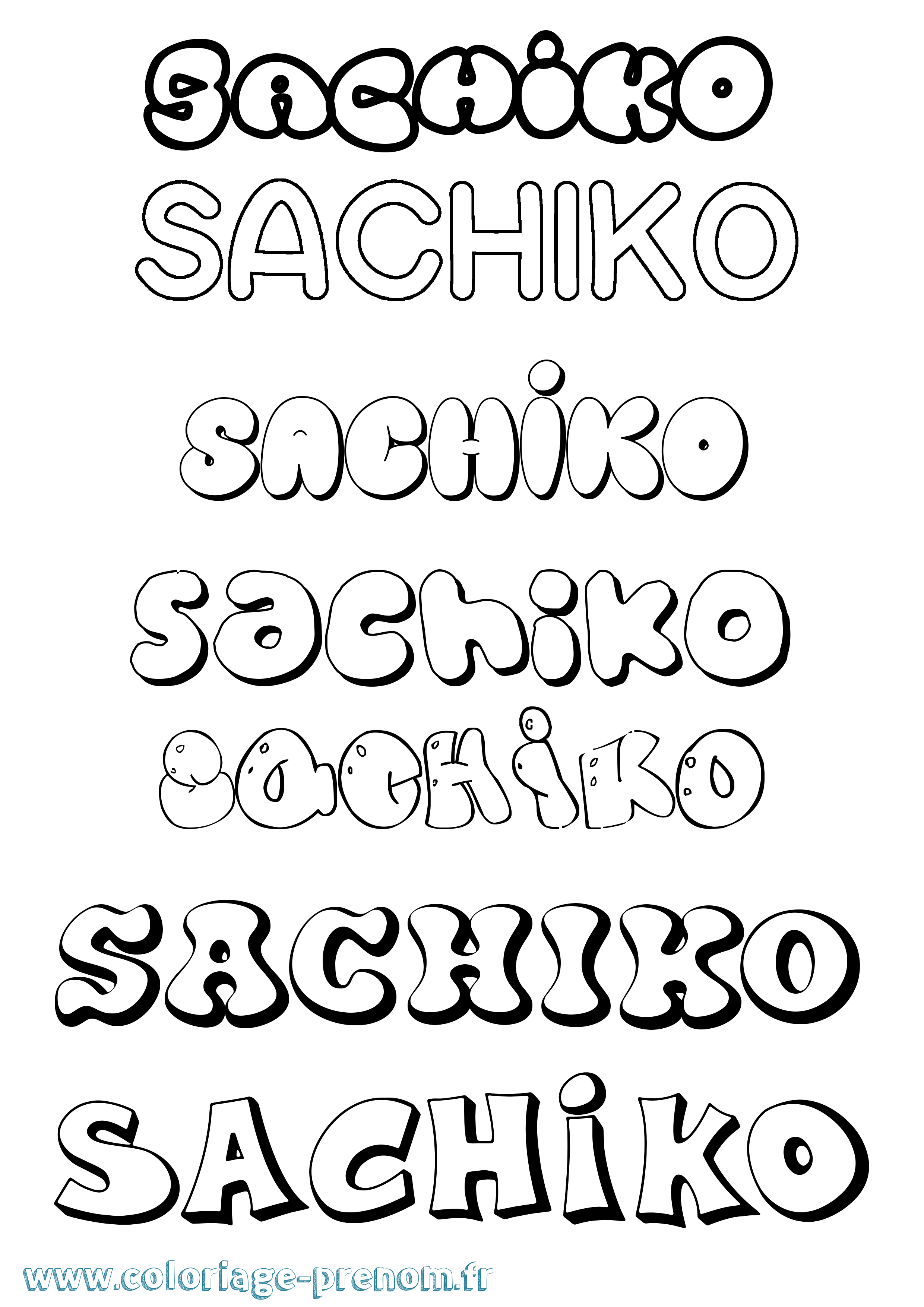 Coloriage prénom Sachiko Bubble
