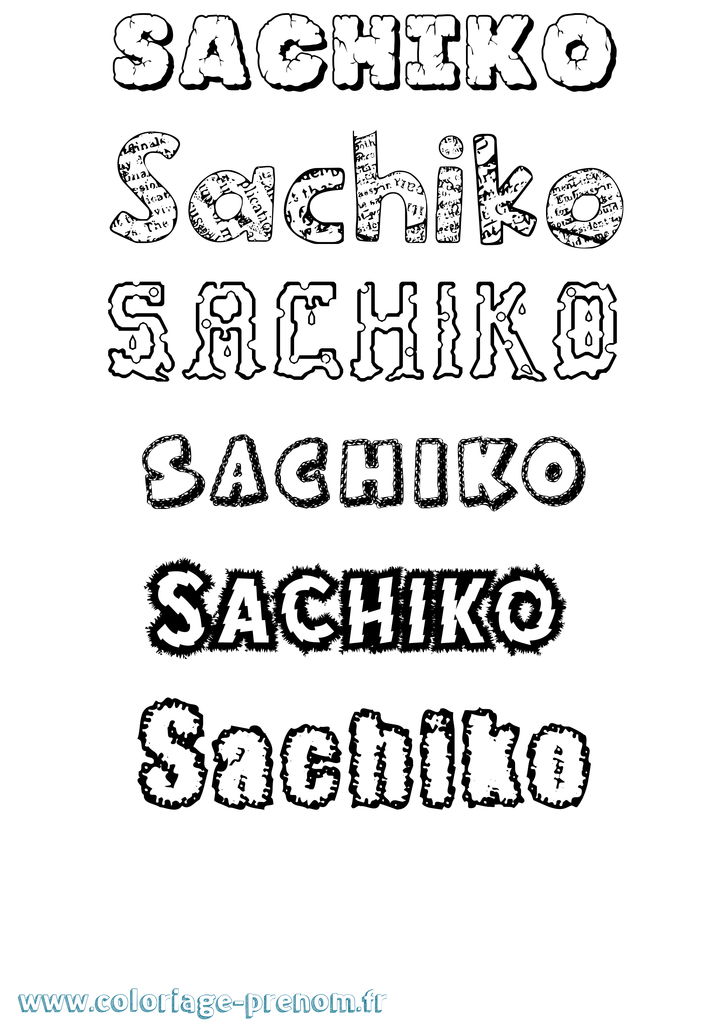Coloriage Sachiko Destructuré Coloriage prénom Sachiko Destructuré