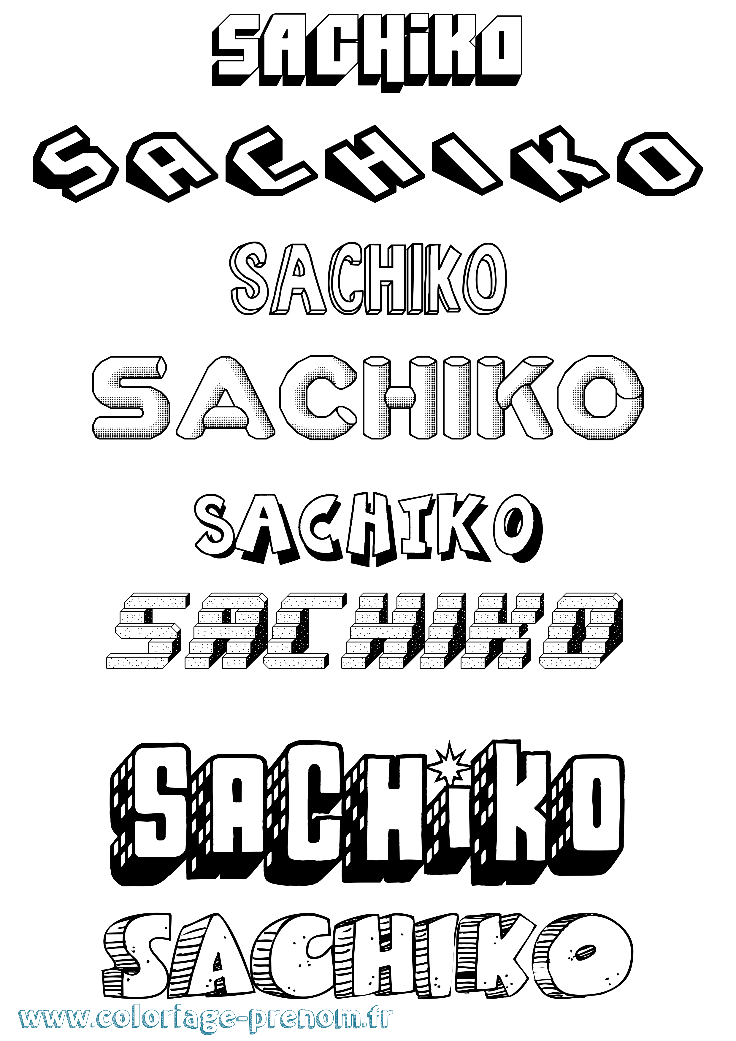 Coloriage Sachiko Effet 3D Coloriage prénom Sachiko Effet 3D