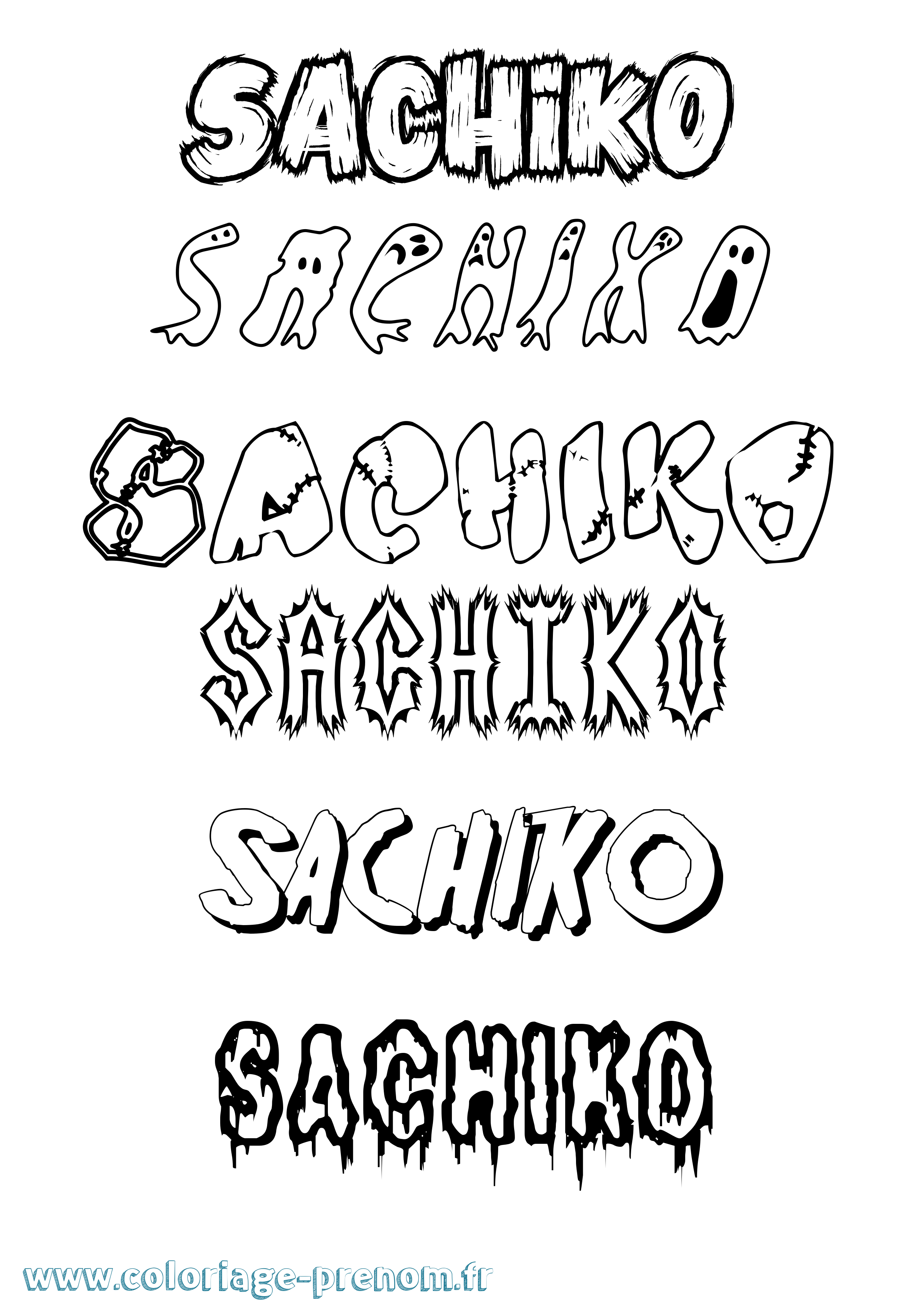 Coloriage Sachiko Frisson Coloriage prénom Sachiko Frisson
