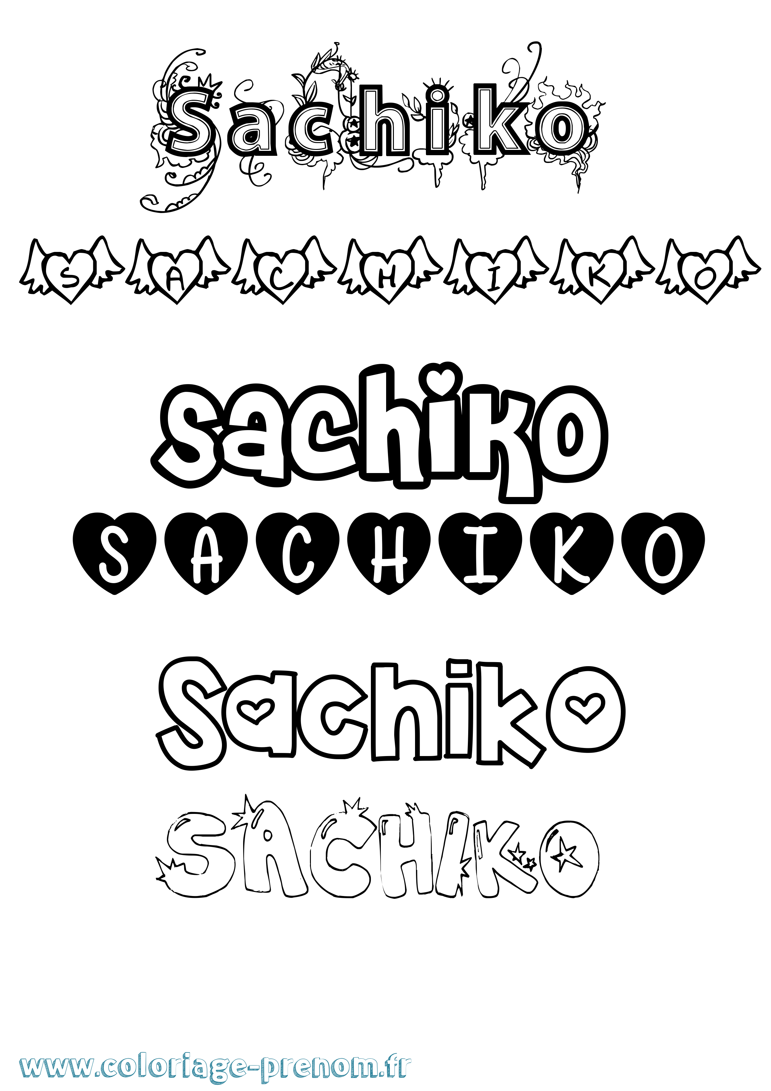 Coloriage prénom Sachiko Girly