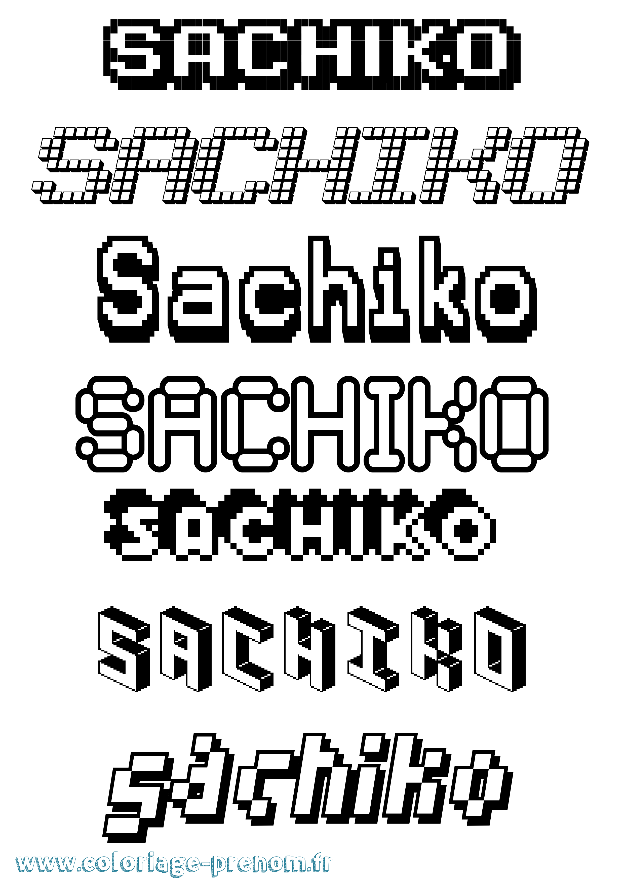 Coloriage prénom Sachiko Pixel