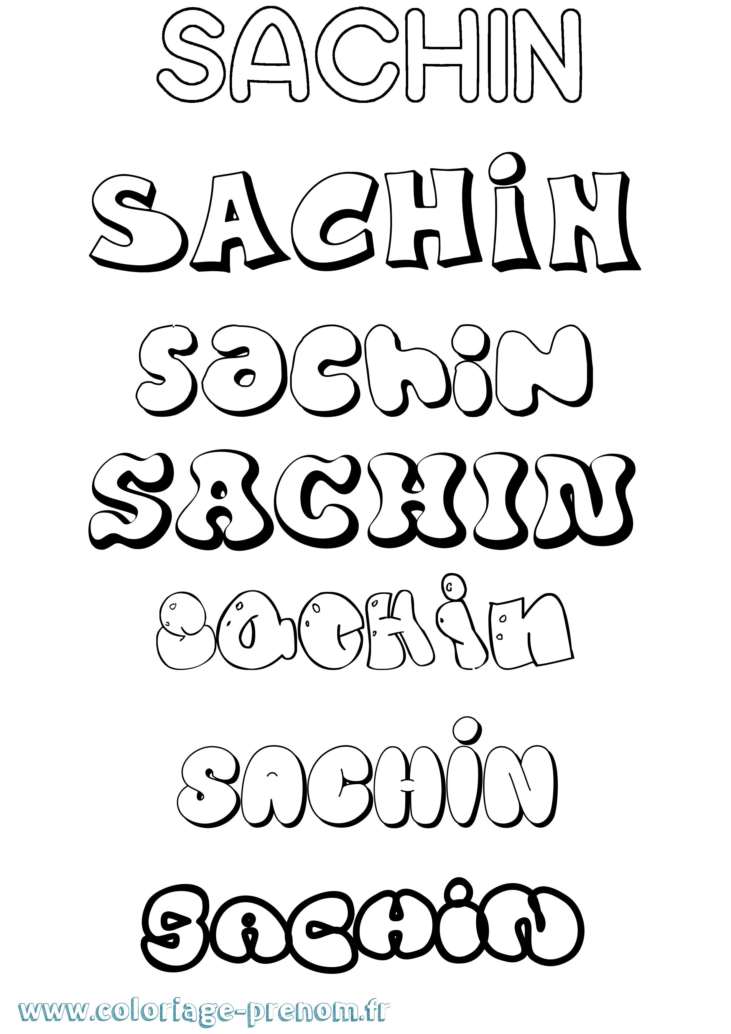 Coloriage prénom Sachin Bubble