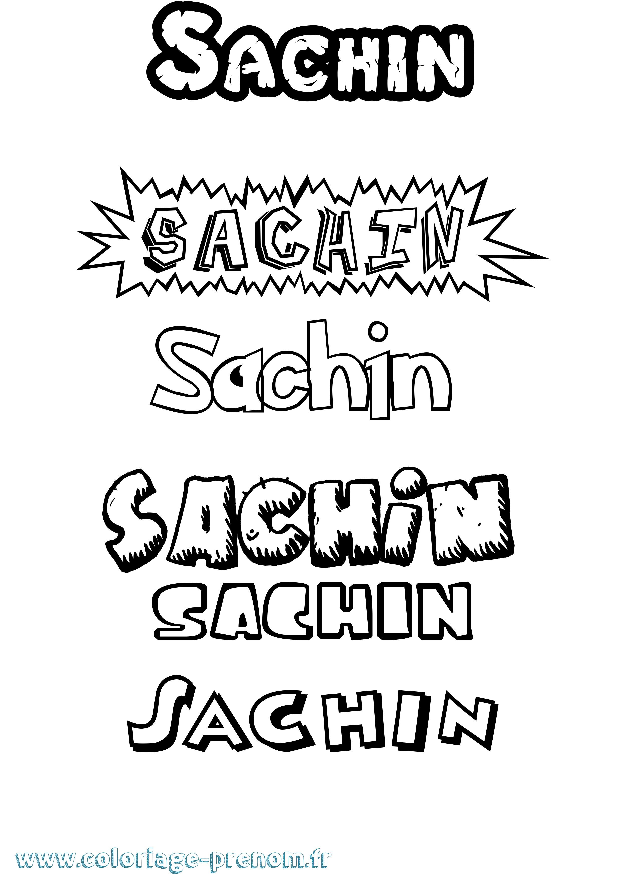 Coloriage prénom Sachin Dessin Animé