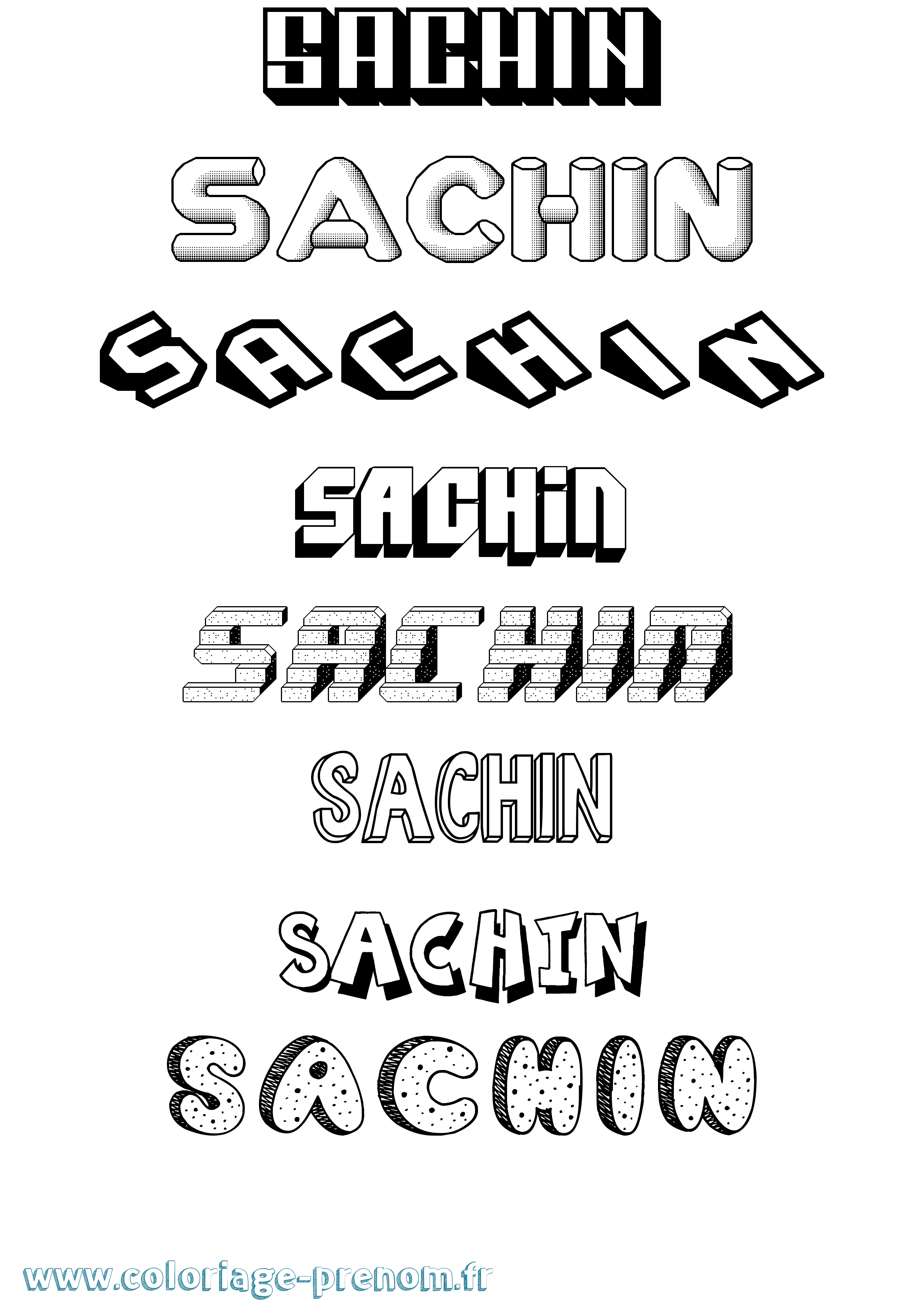 Coloriage prénom Sachin Effet 3D