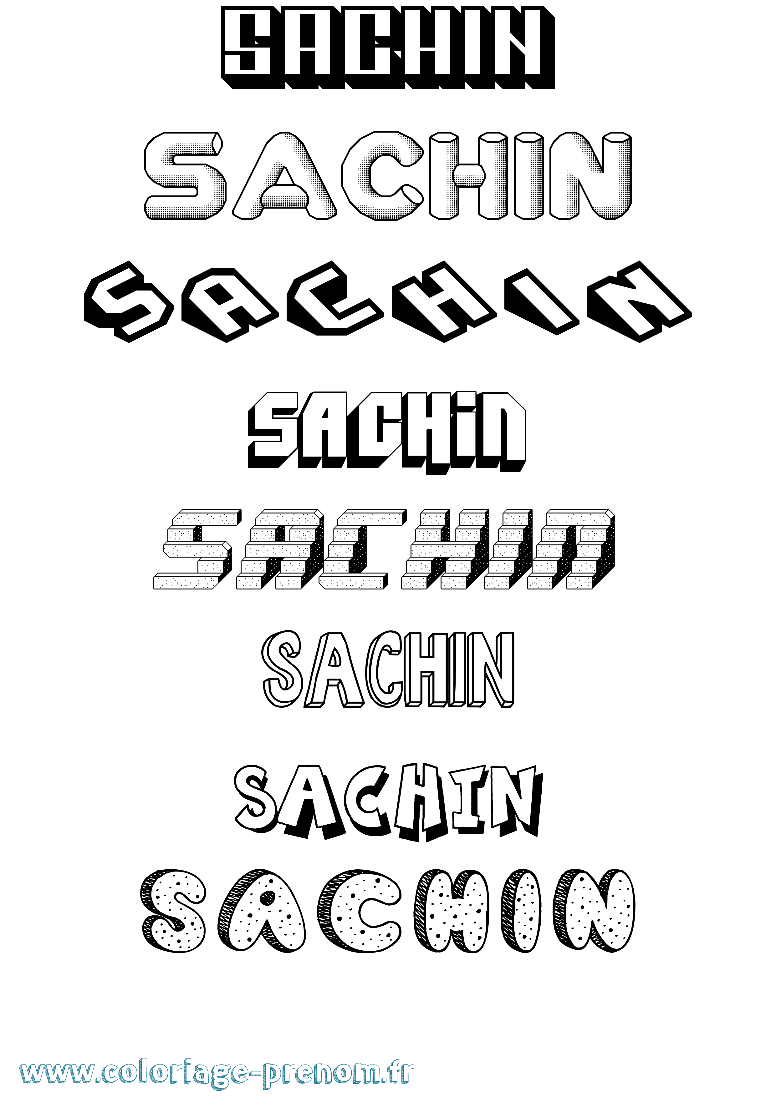 Coloriage Sachin Effet 3D Coloriage prénom Sachin Effet 3D