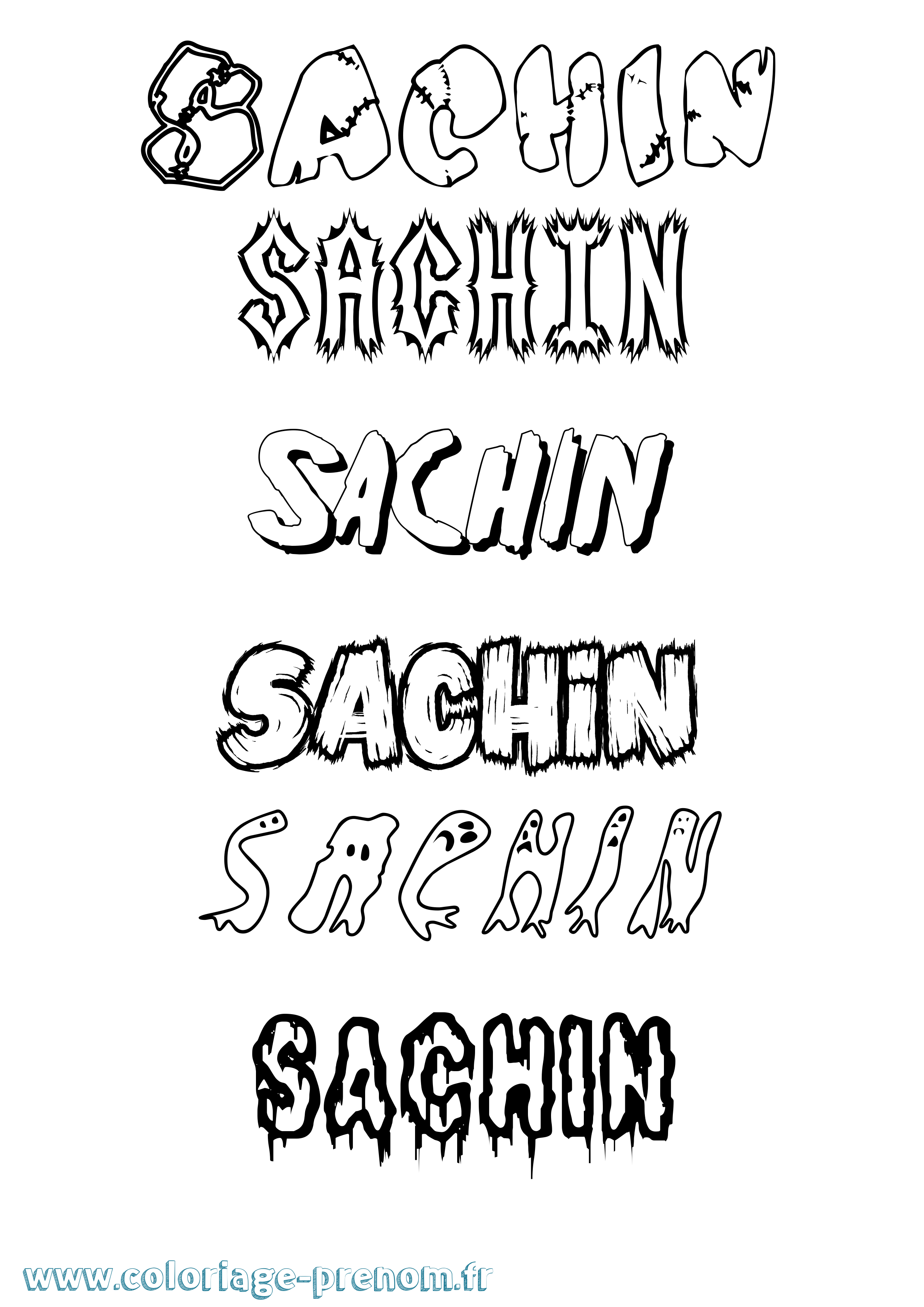 Coloriage prénom Sachin Frisson