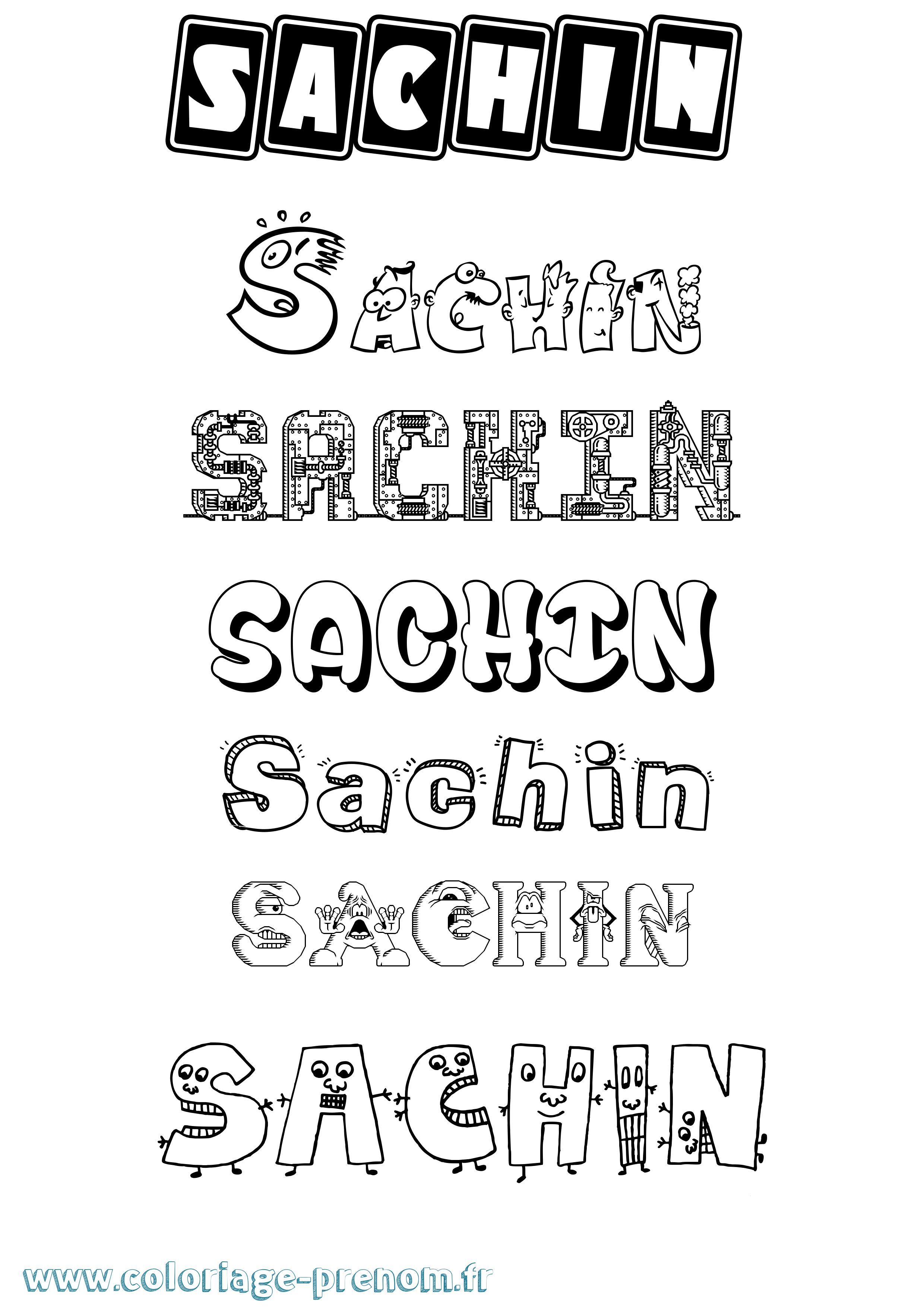 Coloriage Sachin Fun Coloriage prénom Sachin Fun