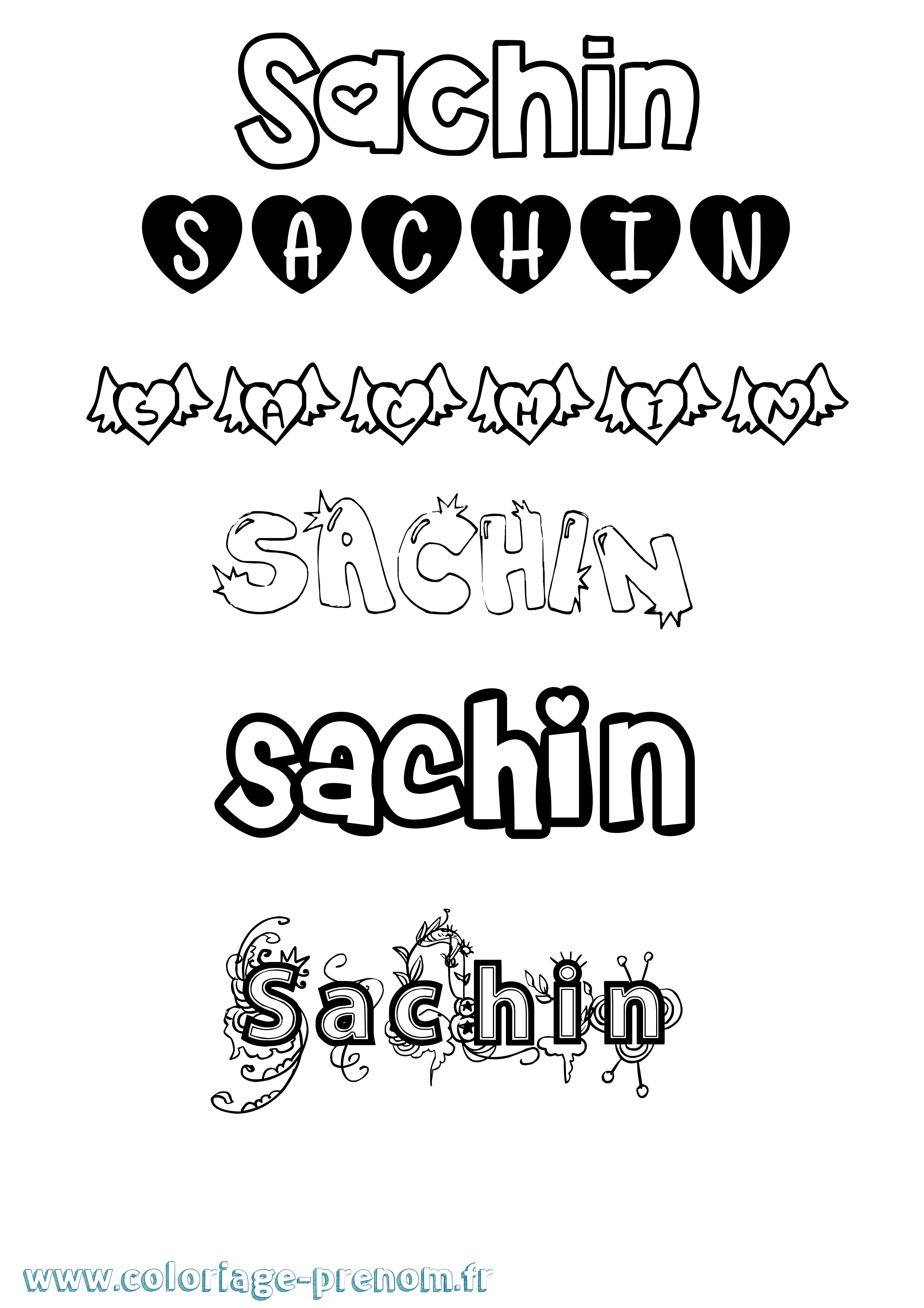 Coloriage Sachin Girly Coloriage prénom Sachin Girly