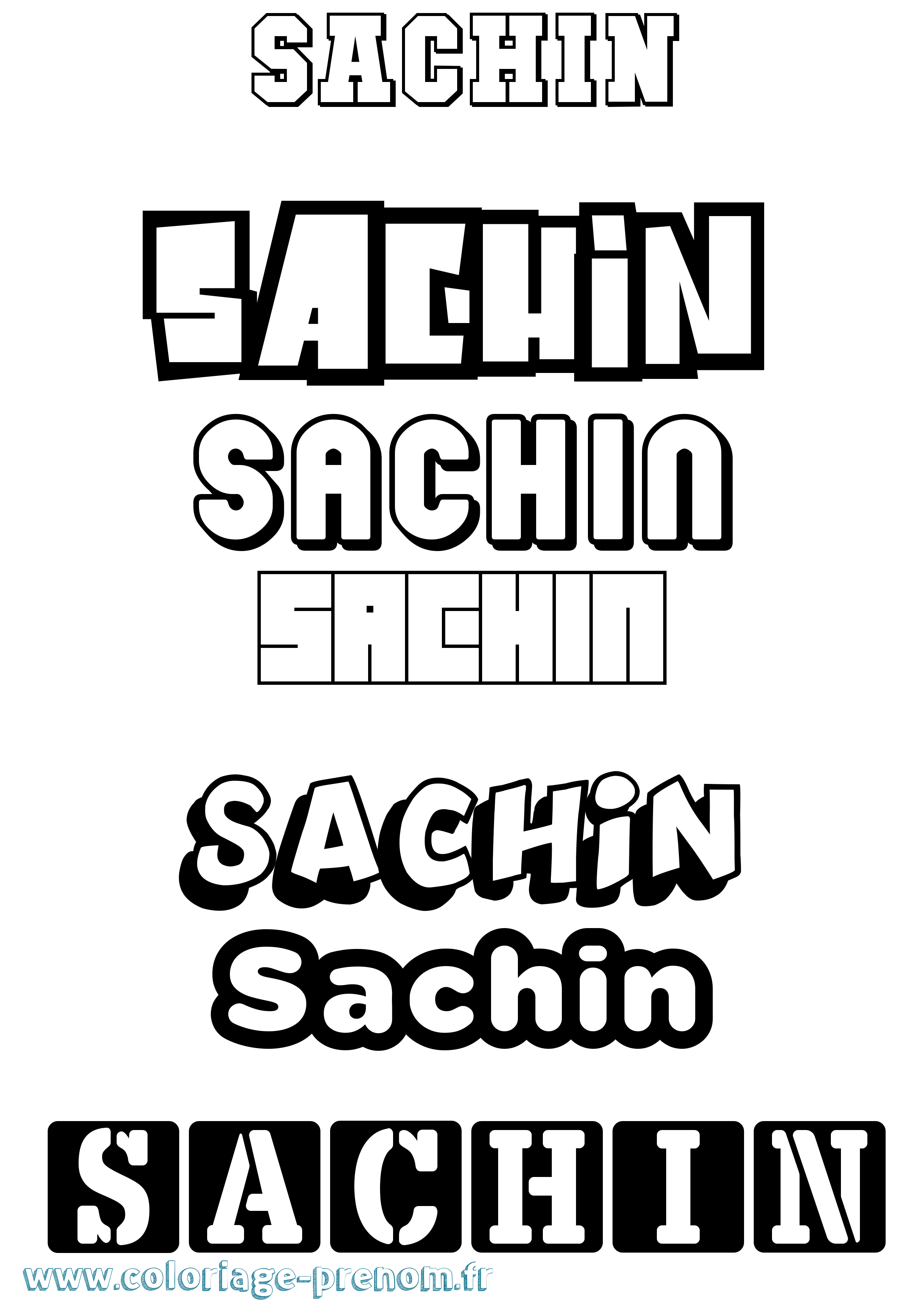 Coloriage prénom Sachin Simple