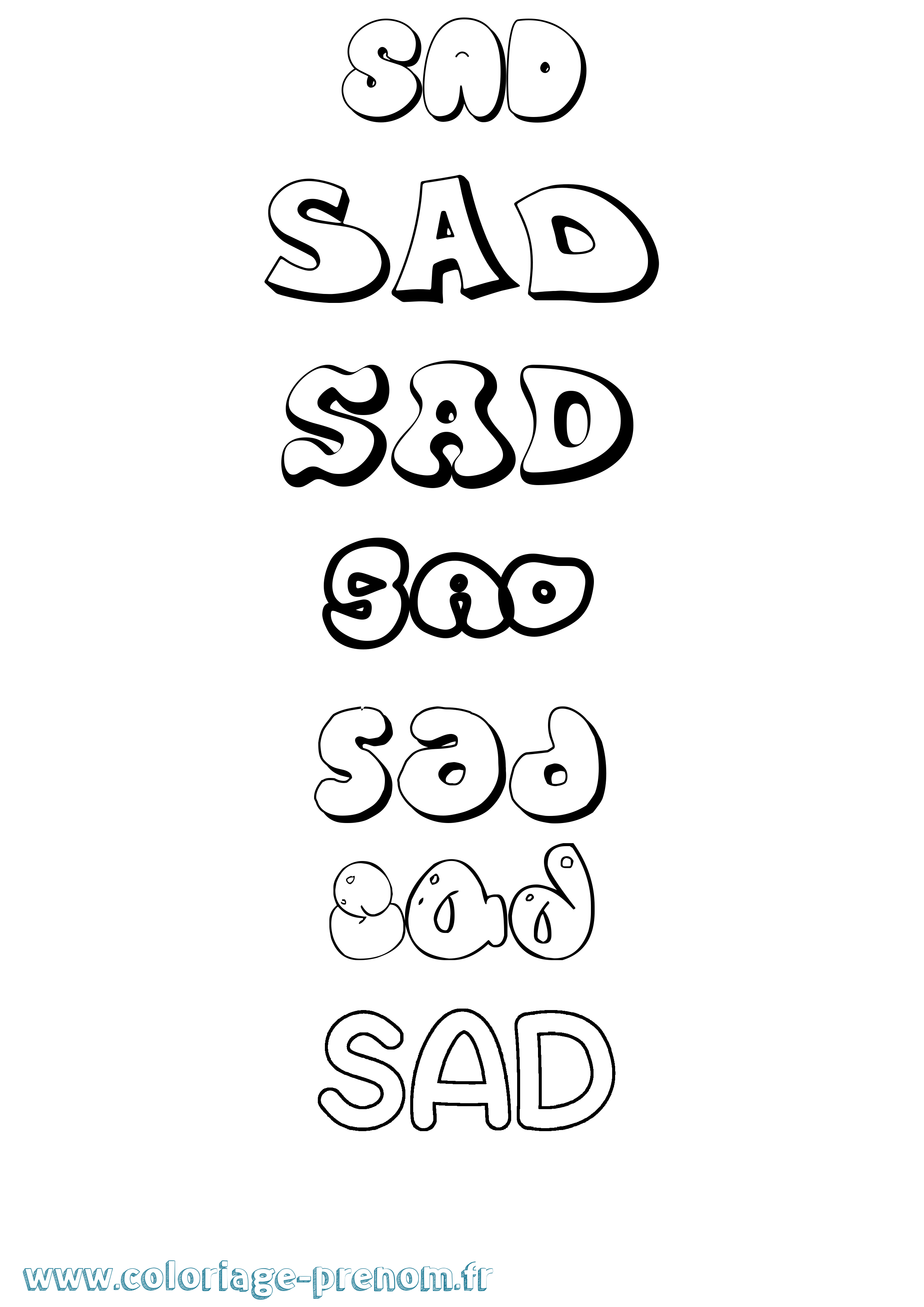 Coloriage Sad Bubble Coloriage prénom Sad Bubble