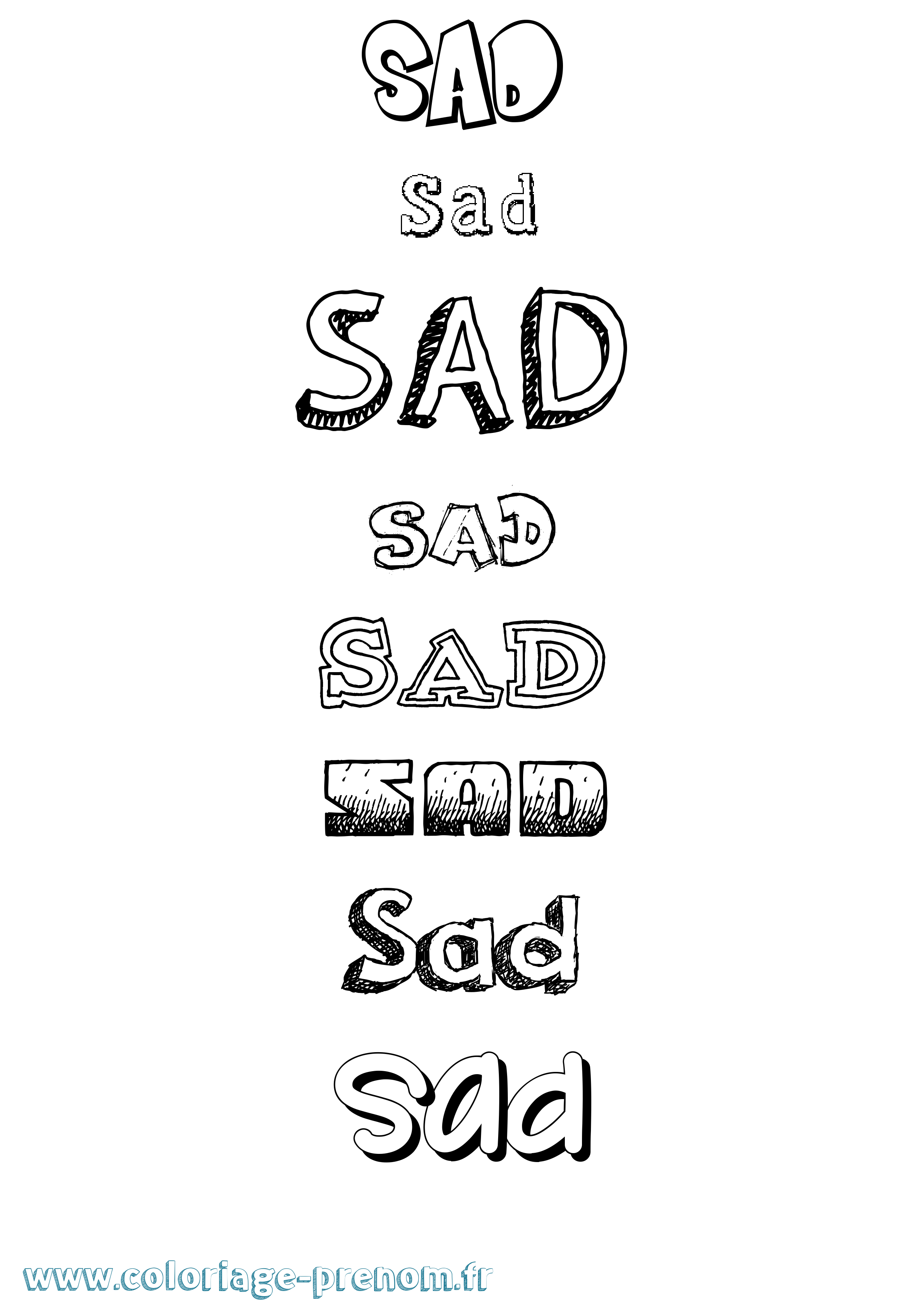 Coloriage Sad Dessiné Coloriage prénom Sad Dessiné