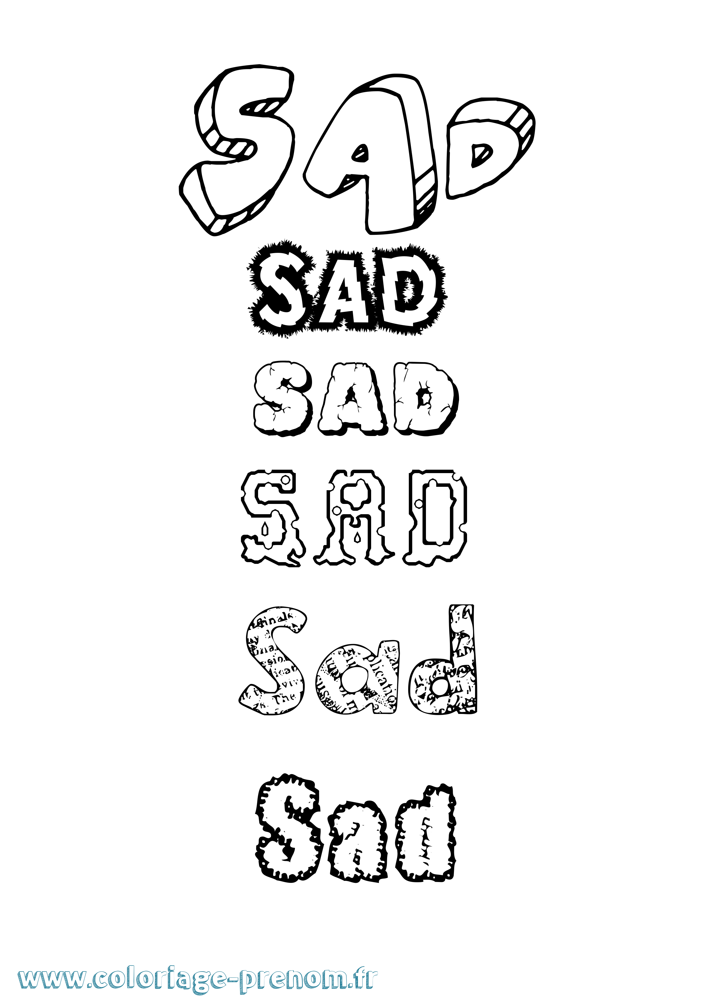 Coloriage Sad Destructuré Coloriage prénom Sad Destructuré