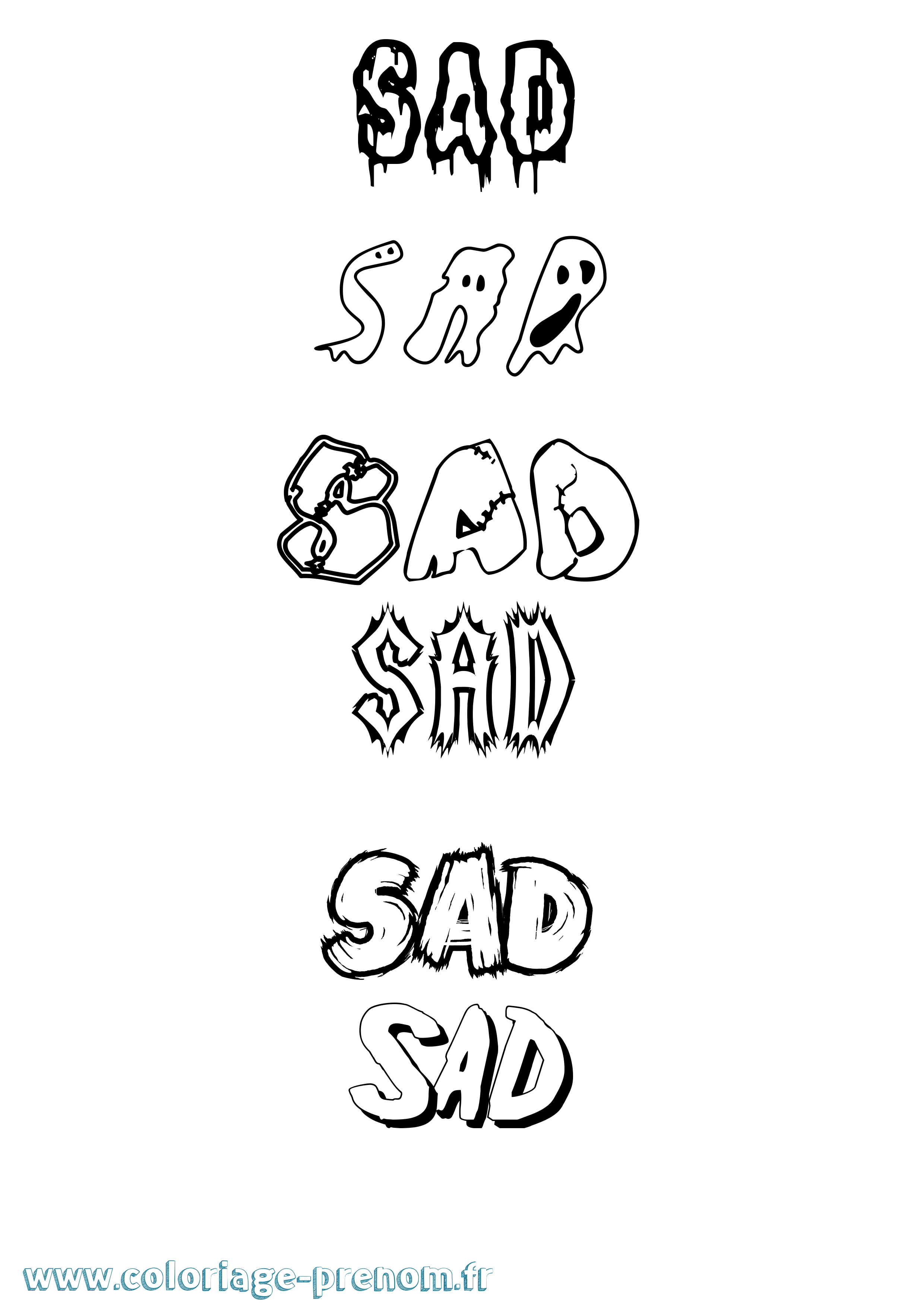 Coloriage Sad Frisson Coloriage prénom Sad Frisson