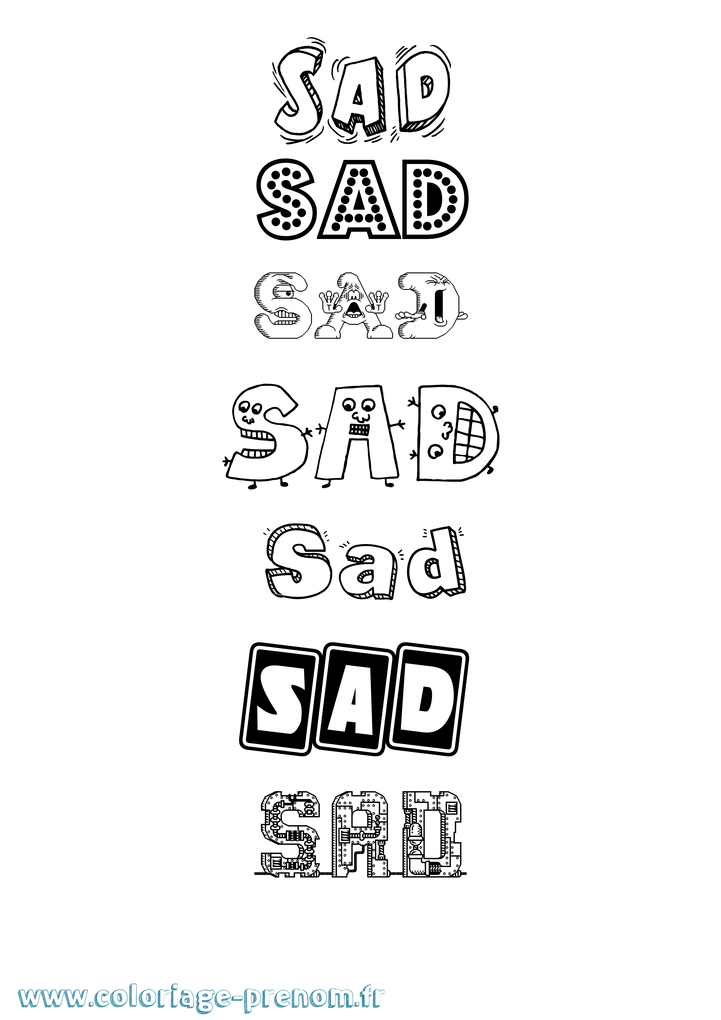 Coloriage Sad Fun Coloriage prénom Sad Fun