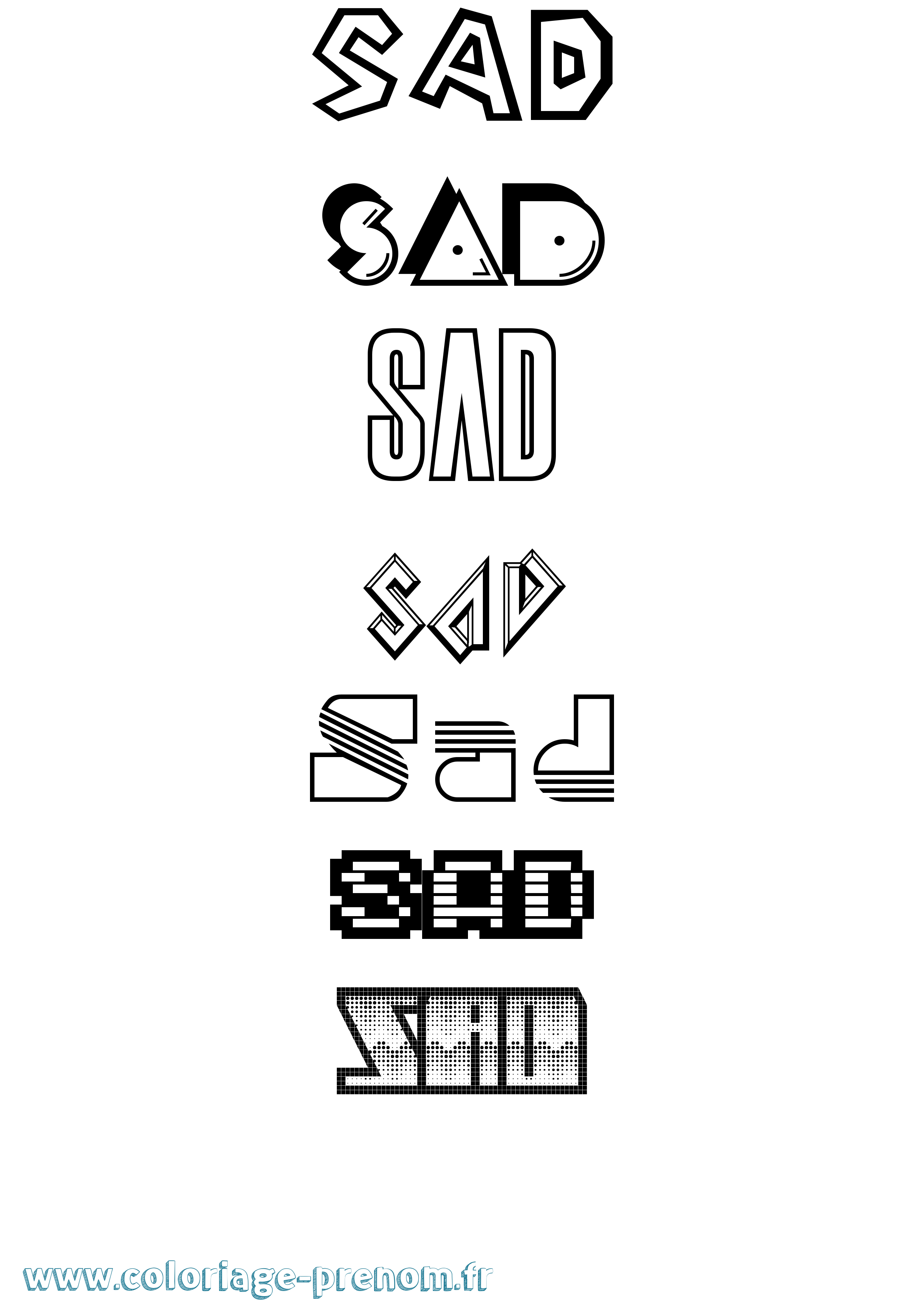 Coloriage Sad Jeux Vidéos Coloriage prénom Sad Jeux Vidéos