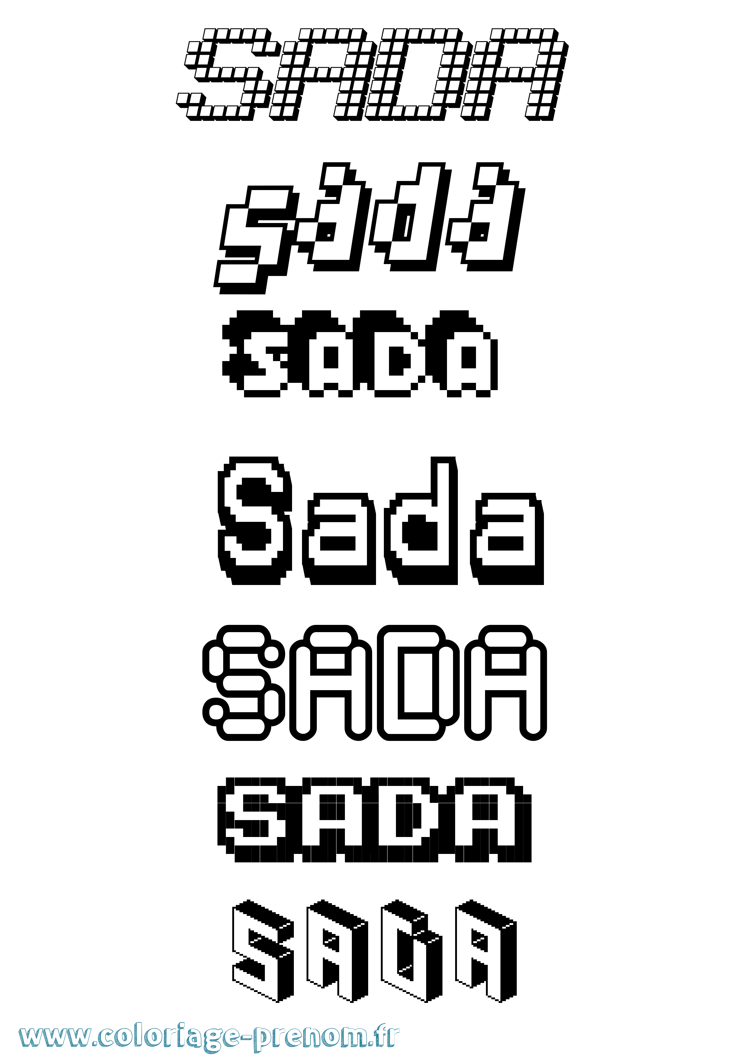 Coloriage prénom Sada Pixel