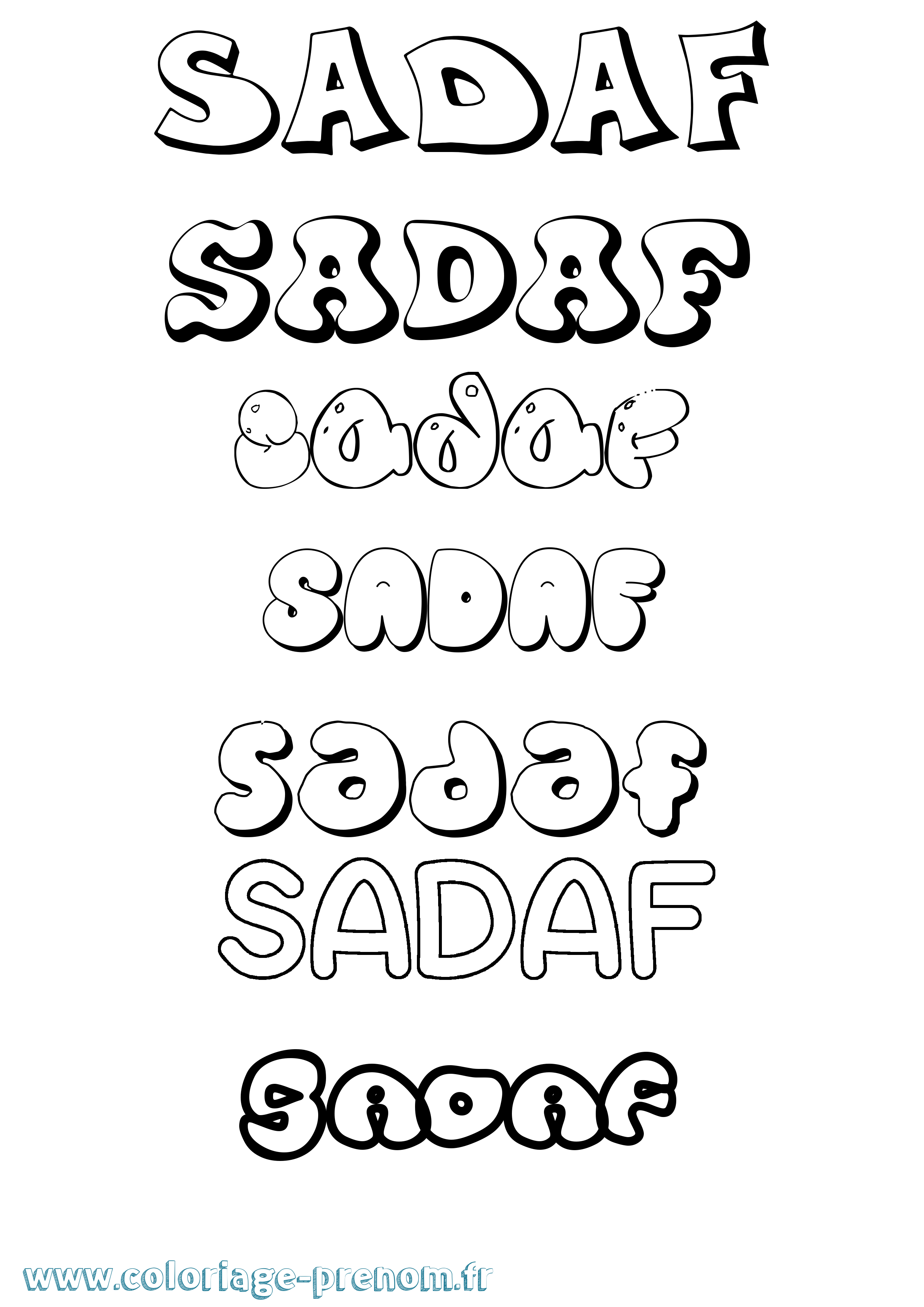 Coloriage Sadaf Bubble Coloriage prénom Sadaf Bubble