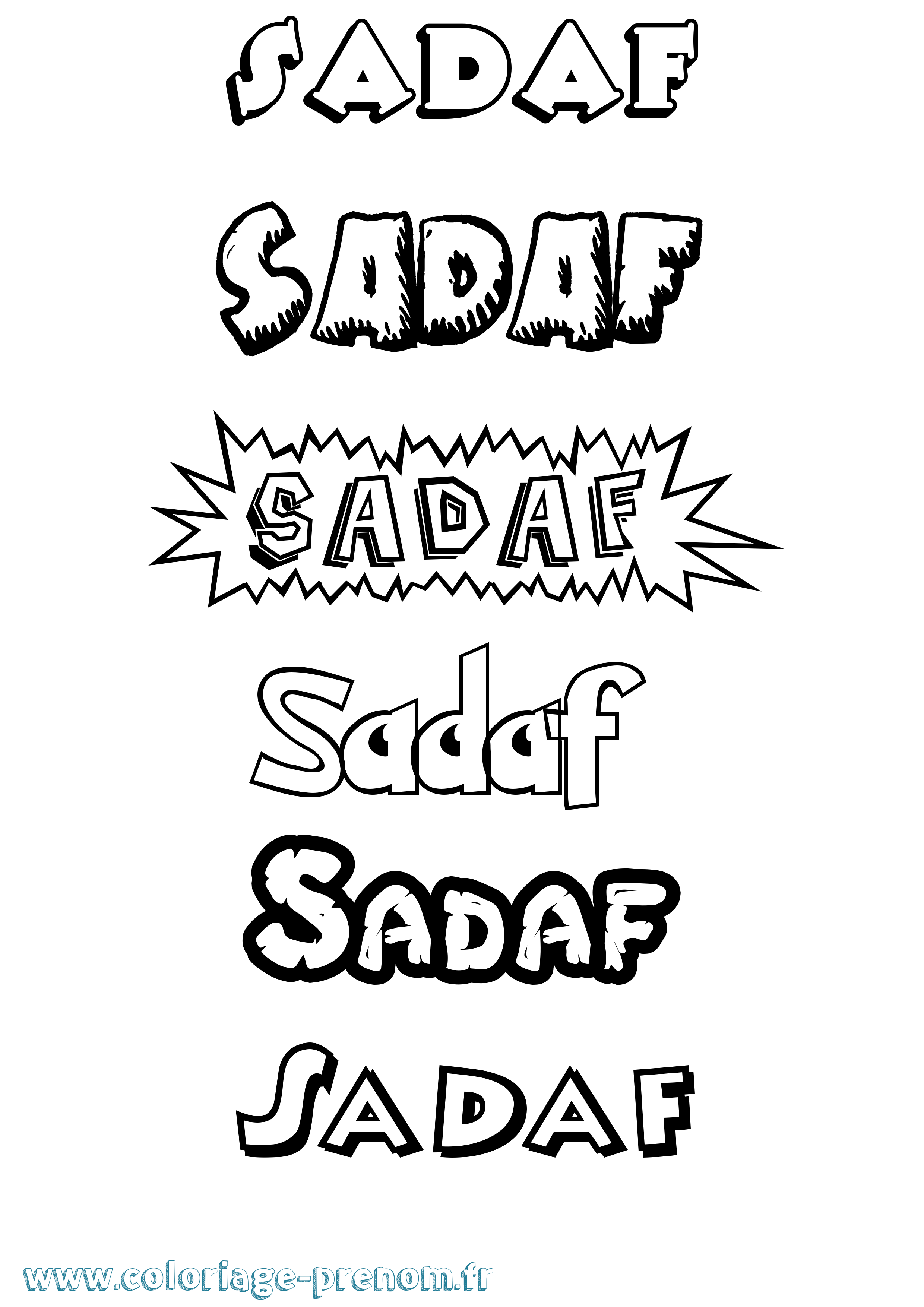 Coloriage prénom Sadaf Dessin Animé