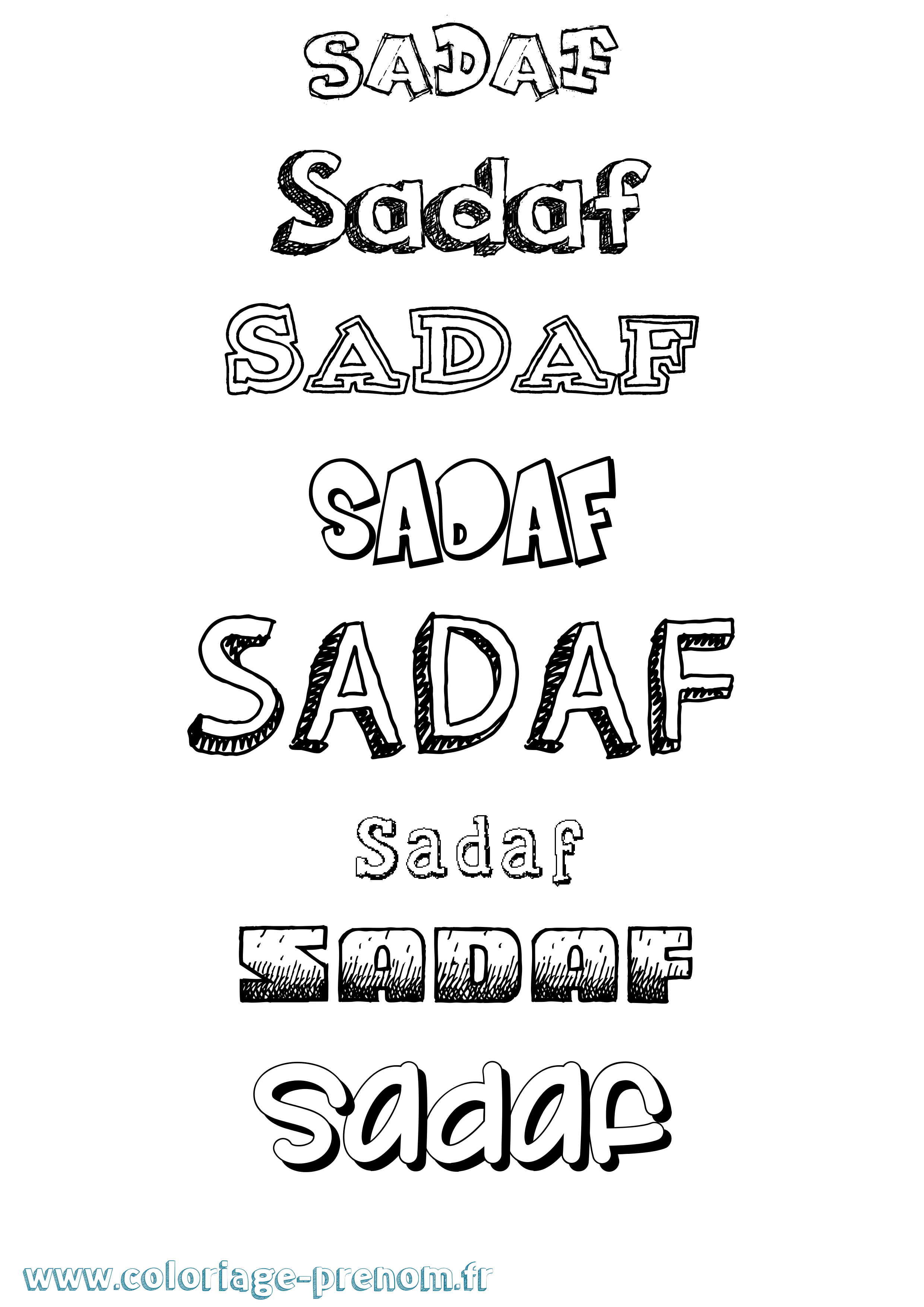Coloriage prénom Sadaf Dessiné