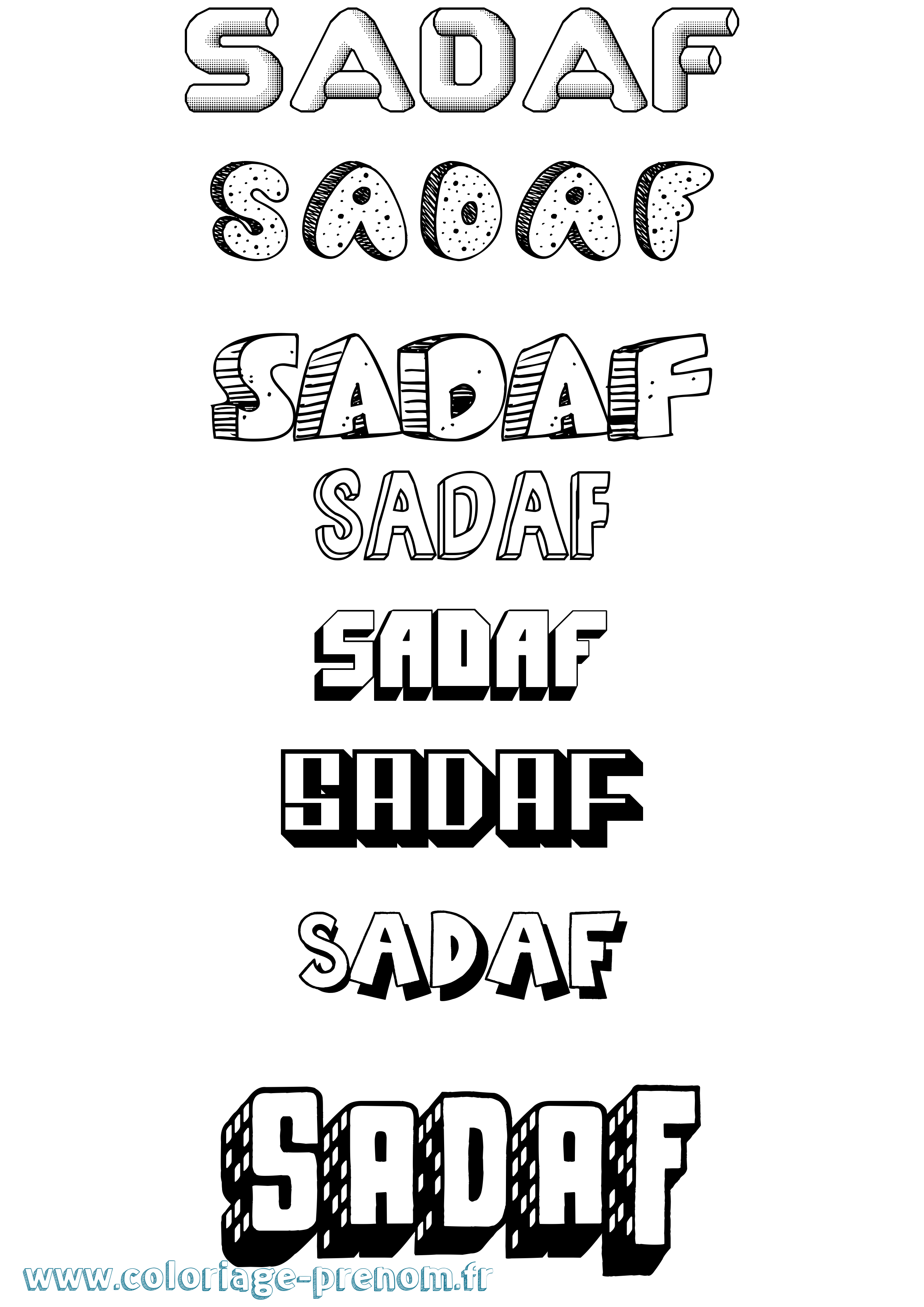 Coloriage Sadaf Effet 3D Coloriage prénom Sadaf Effet 3D