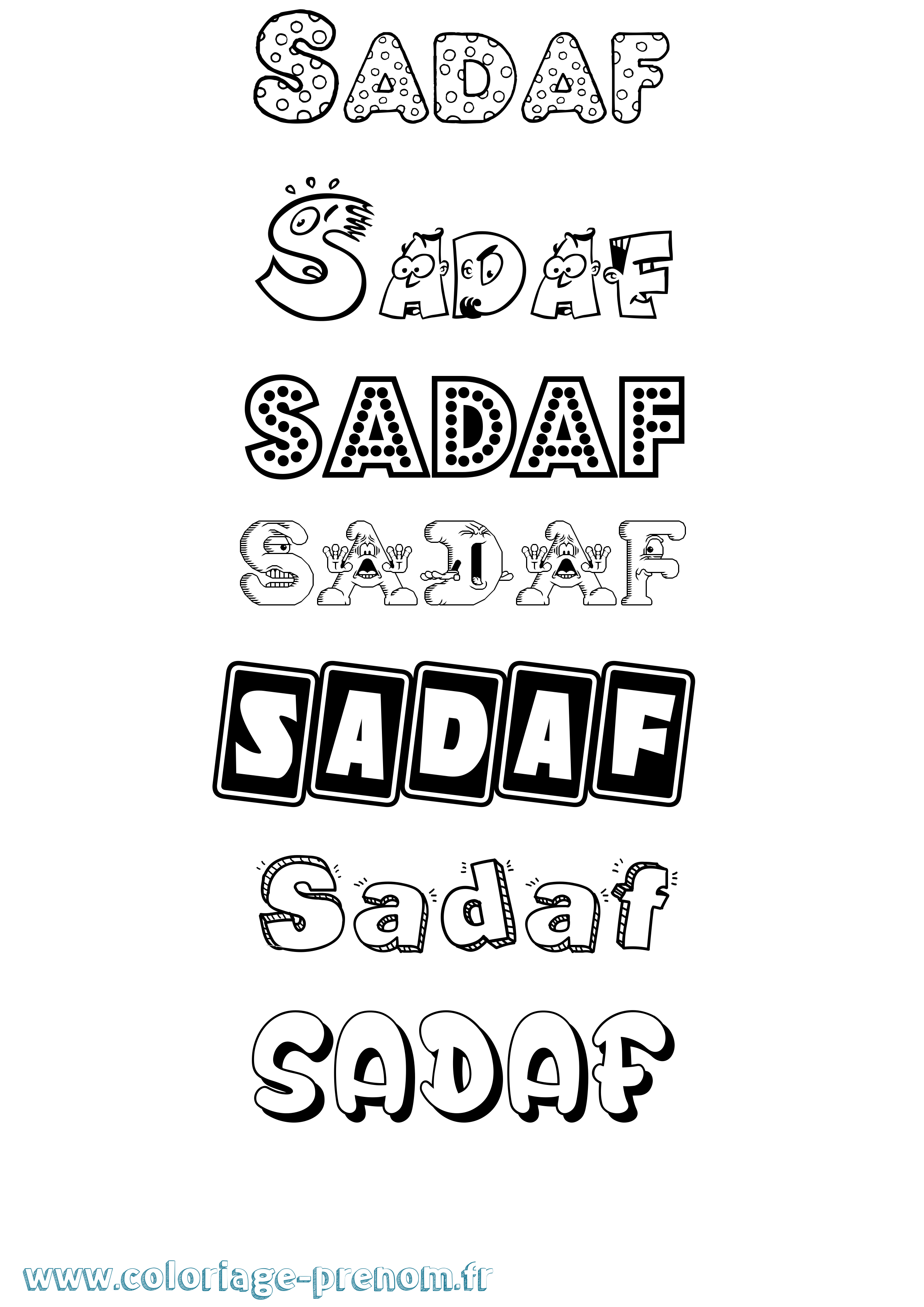 Coloriage Sadaf Fun Coloriage prénom Sadaf Fun