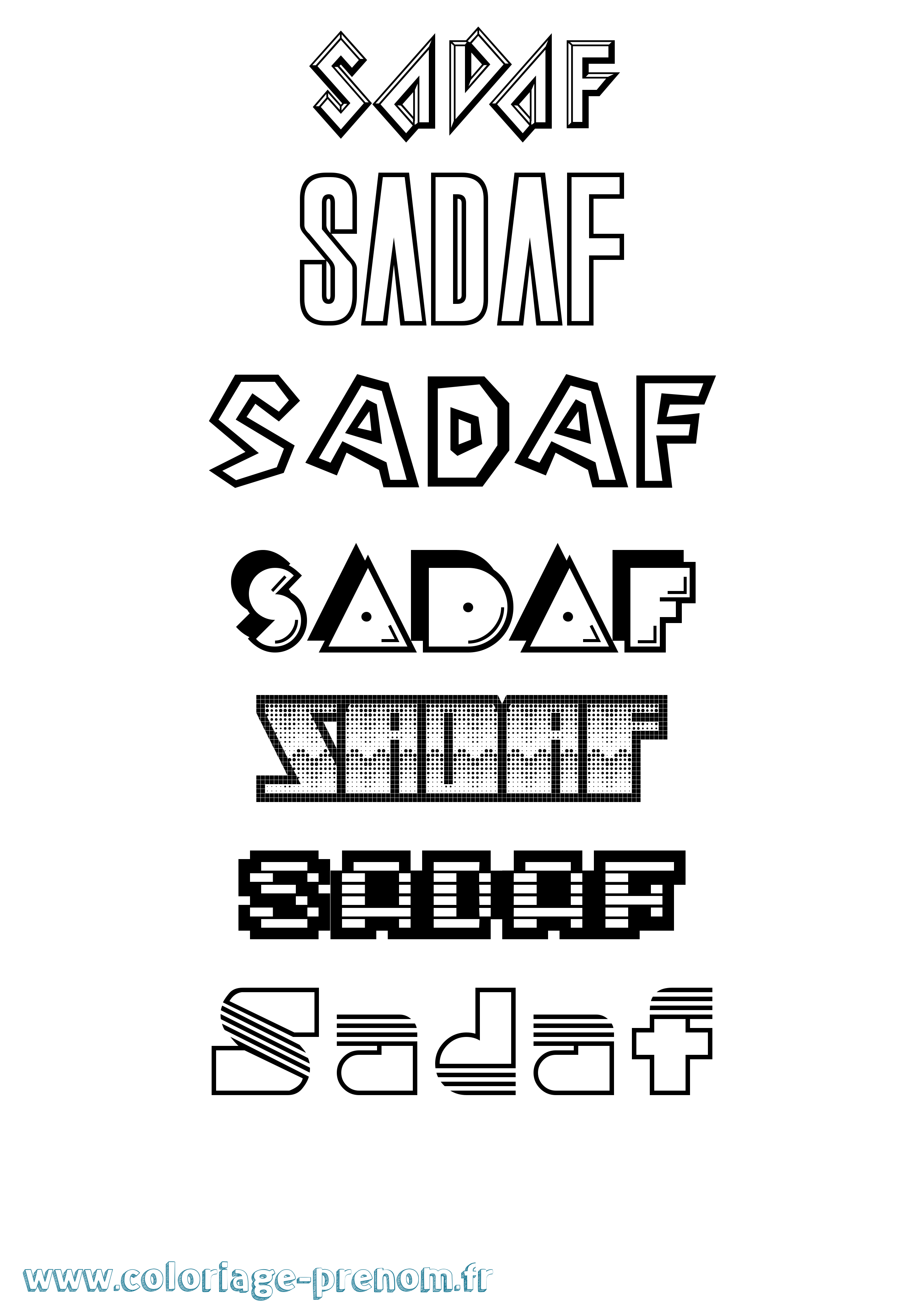 Coloriage prénom Sadaf Jeux Vidéos