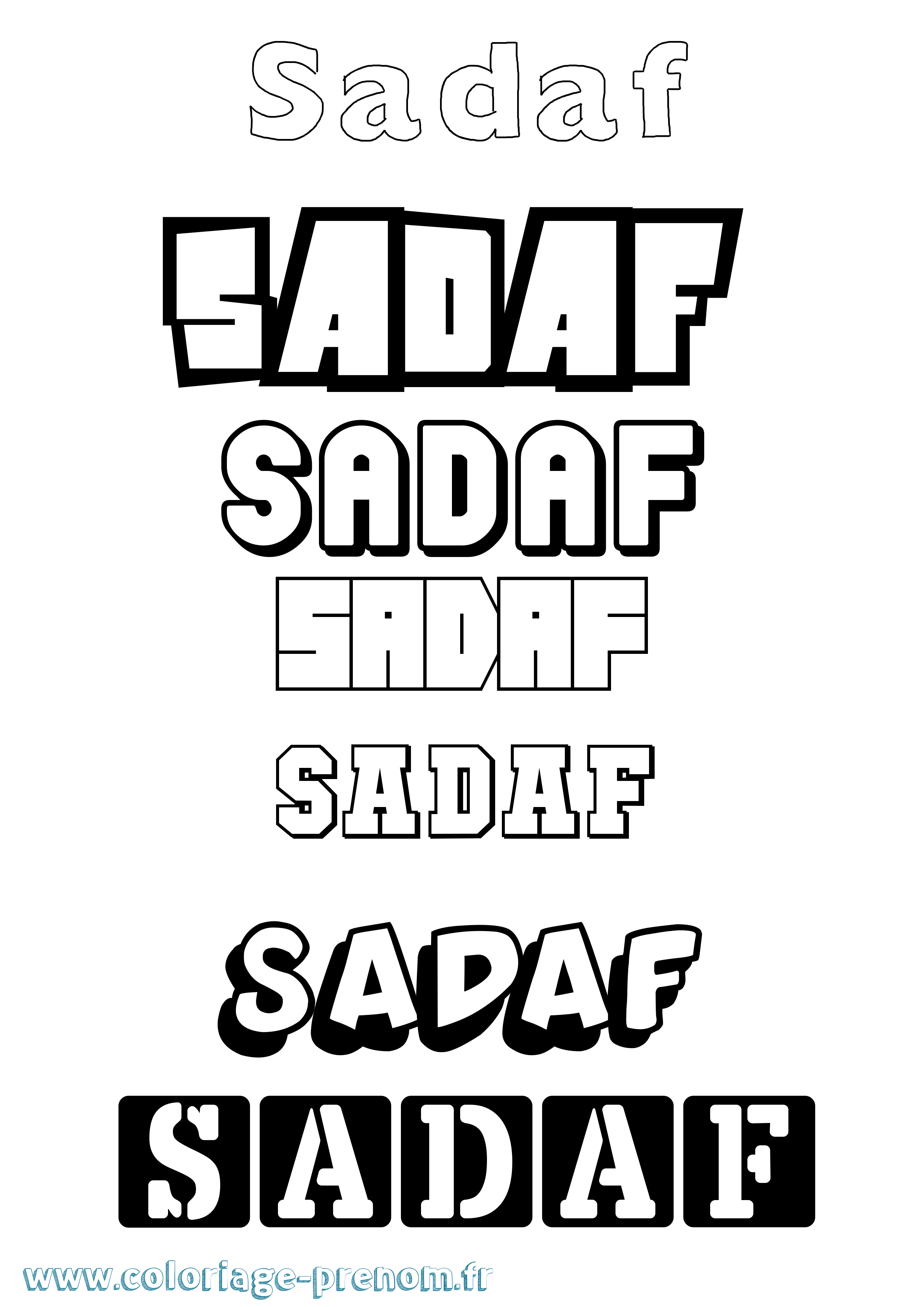 Coloriage prénom Sadaf Simple