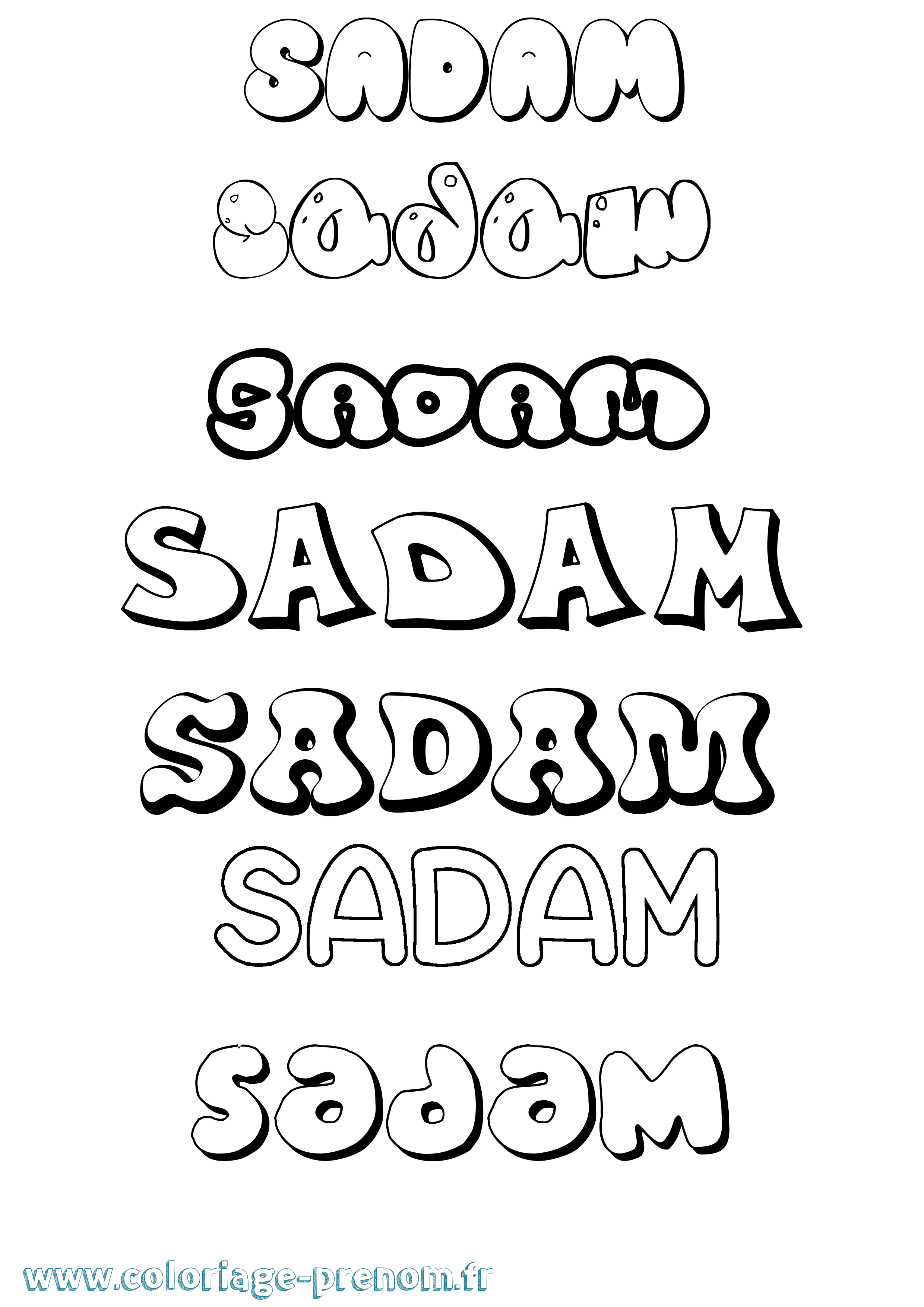 Coloriage prénom Sadam Bubble