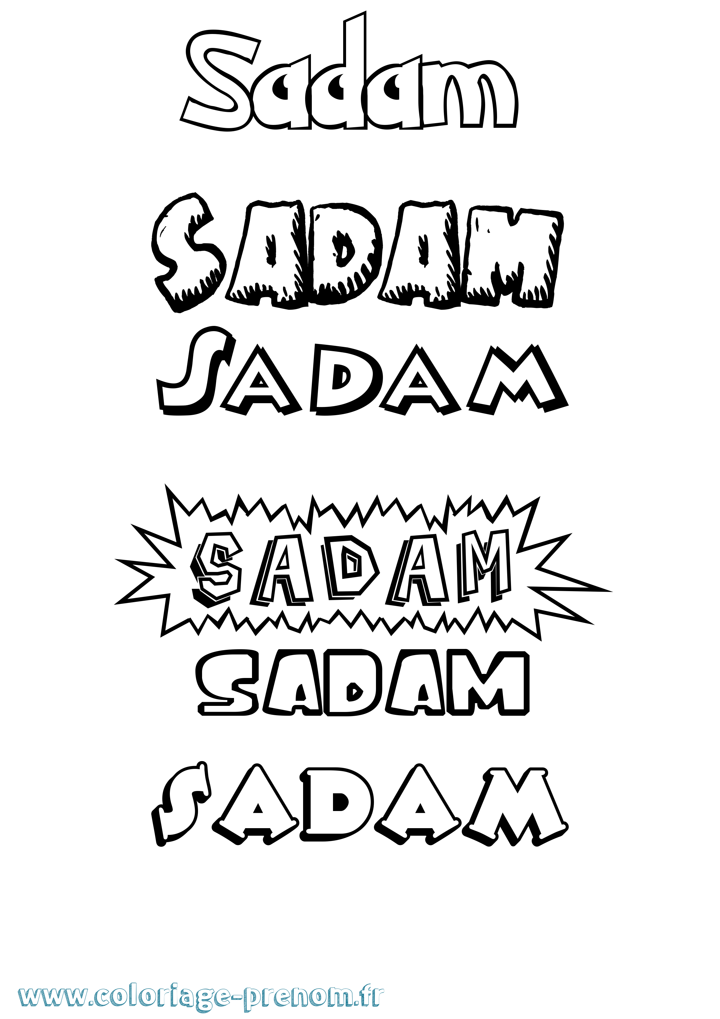 Coloriage prénom Sadam Dessin Animé